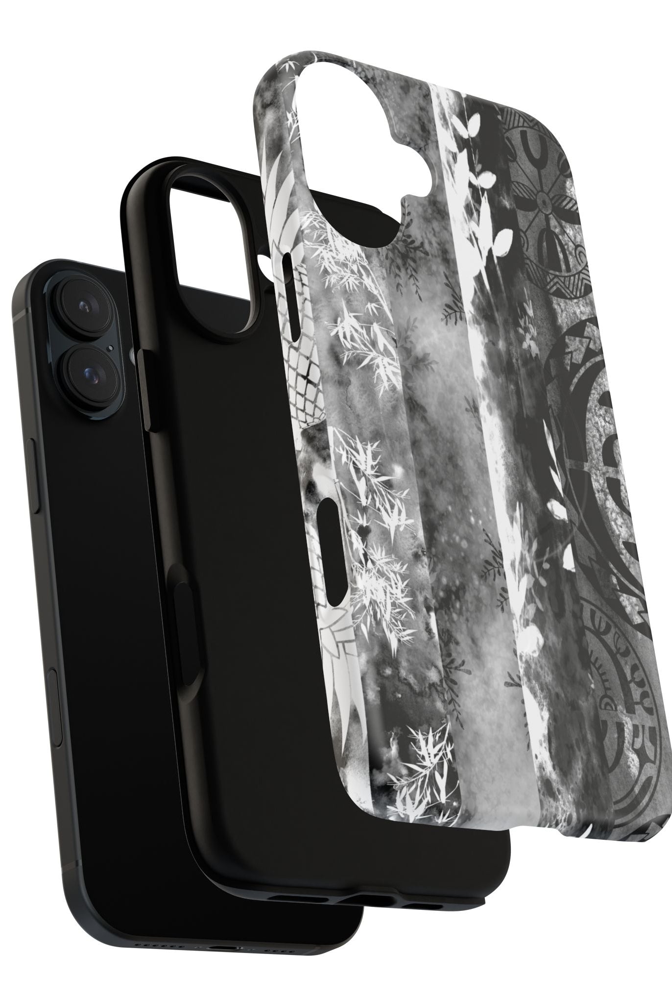 Monochrome Oasis MagSafe iPhone Case Side View - Dual Layer Drop Protection Hawaiian Phone Case - The Local Banyan