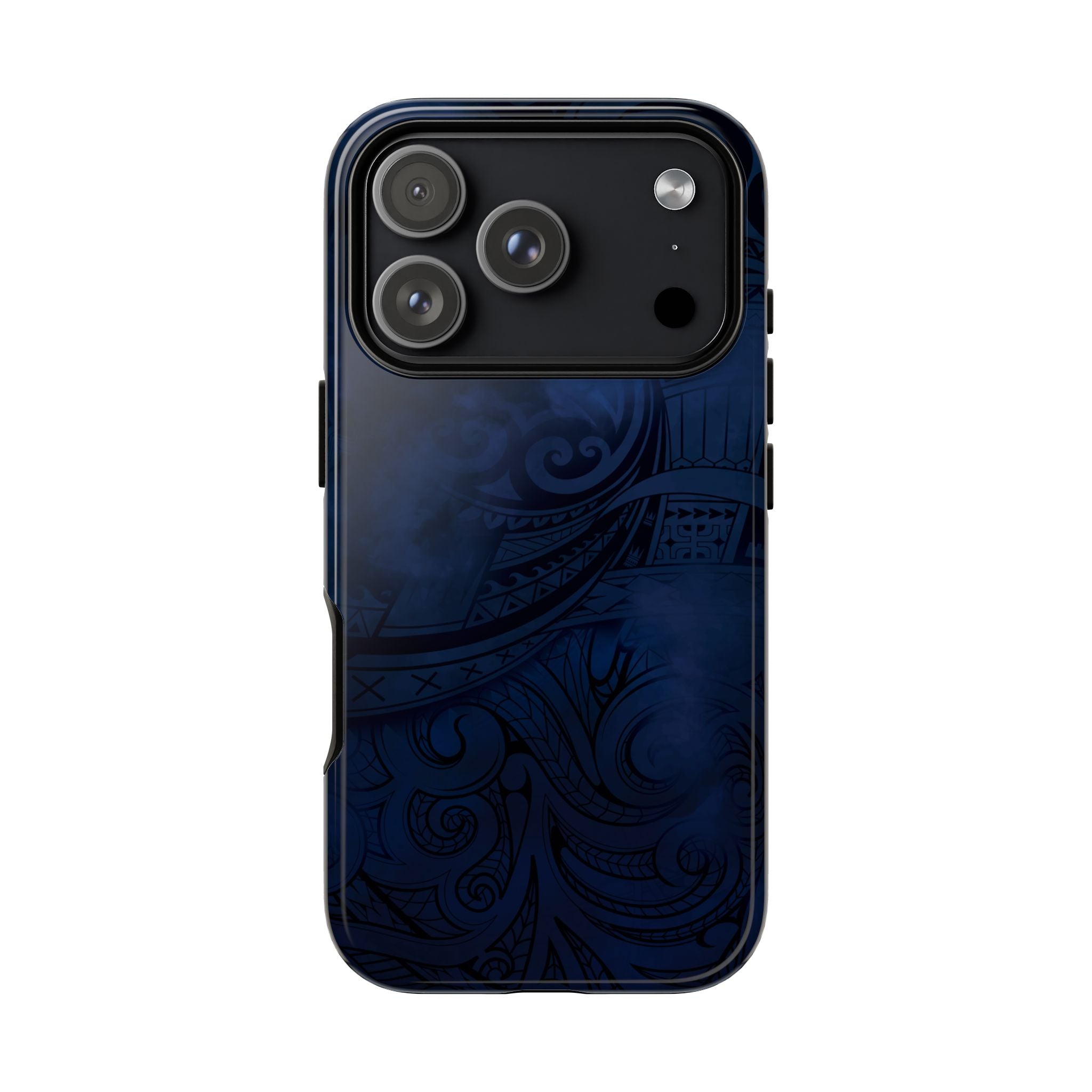 Midnight Essence Tough iPhone Case iPhone 17 Pro Glossy - Hawaiian Midnight Navy Polynesian Tribal Design - The Local Banyan
