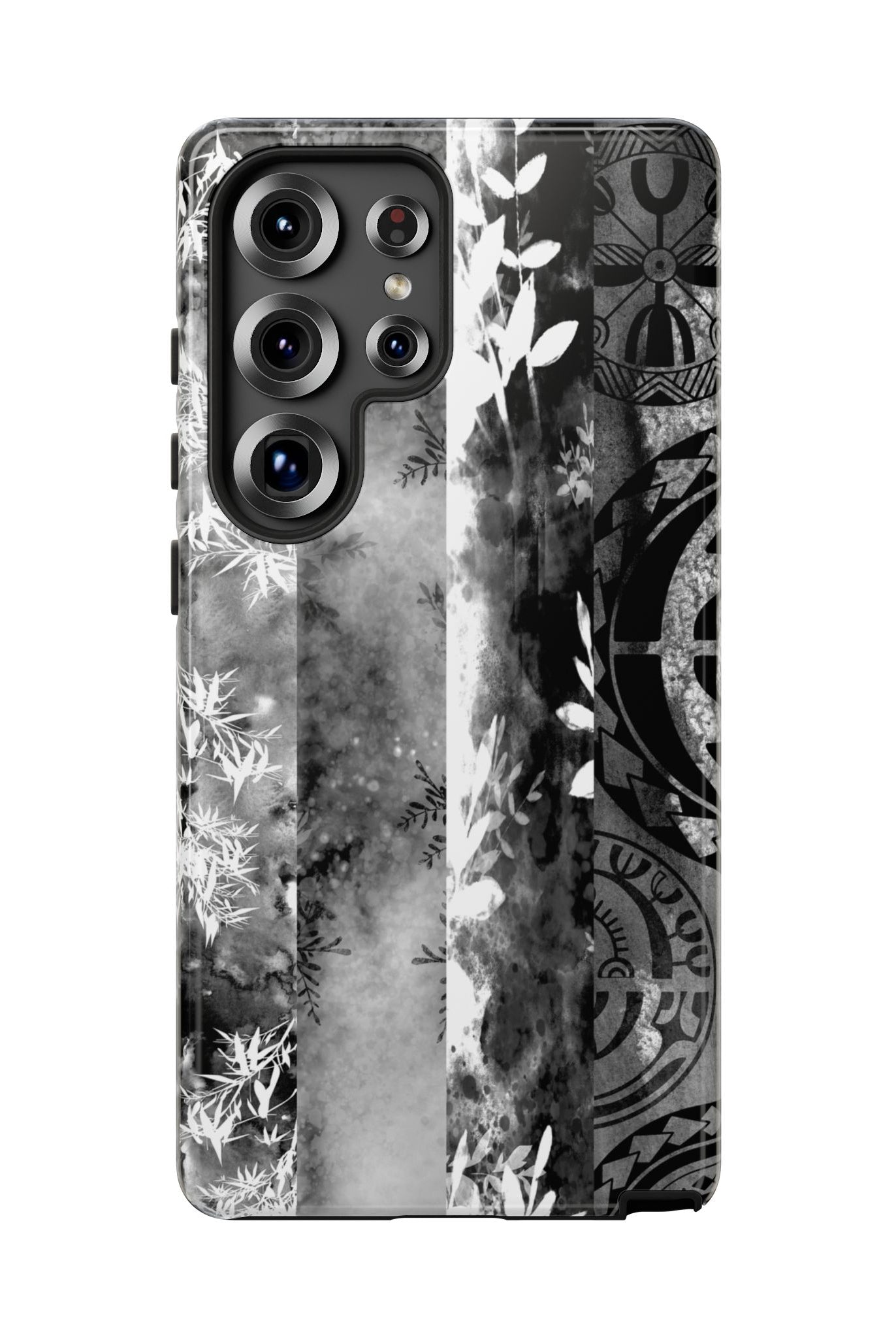 Monochrome Oasis Tough Samsung Galaxy Case Side View - Dual Layer Drop Protection Hawaiian Phone Case - The Local Banyan