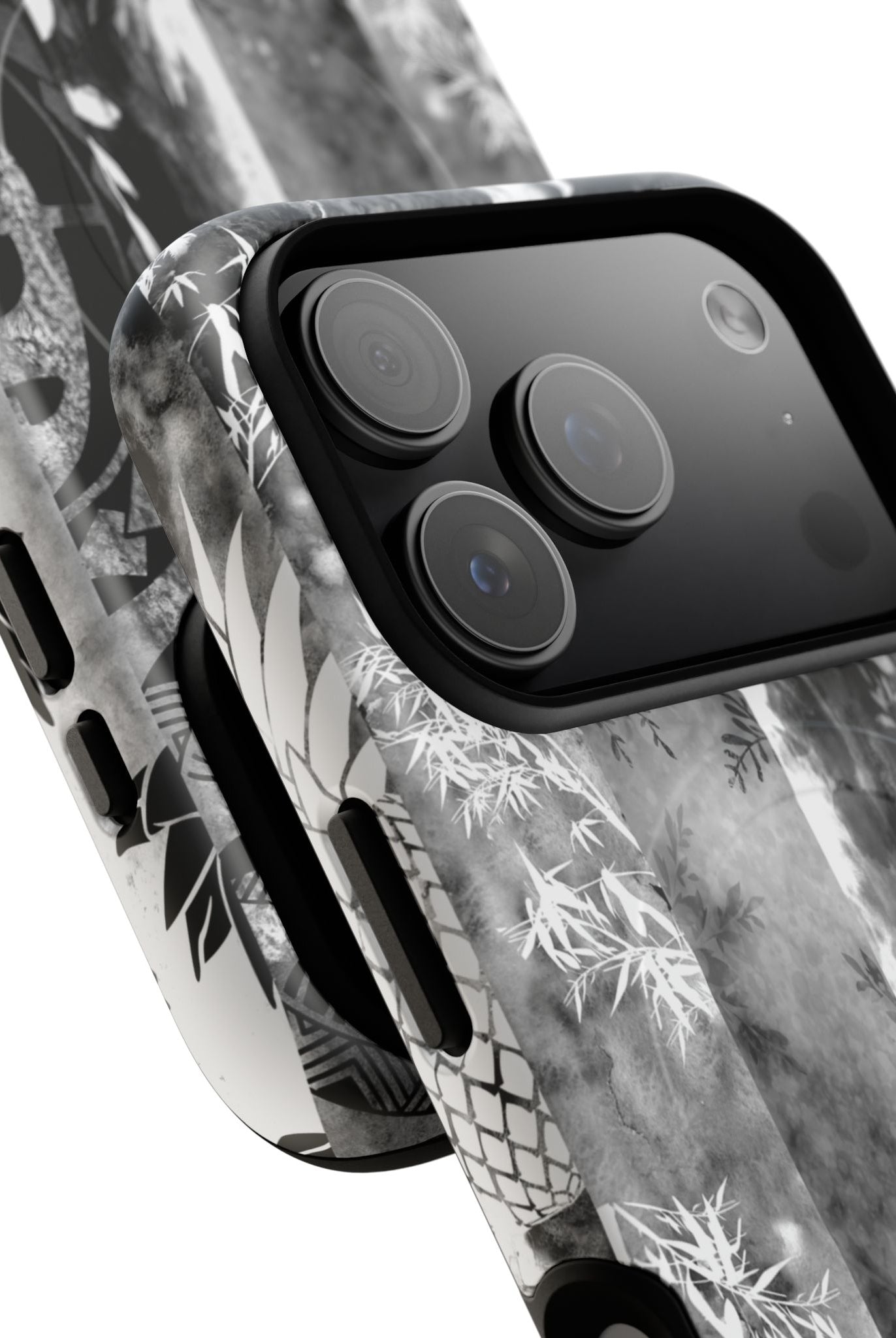Monochrome Oasis MagSafe iPhone Case Side View - Dual Layer Drop Protection Hawaiian Phone Case - The Local Banyan