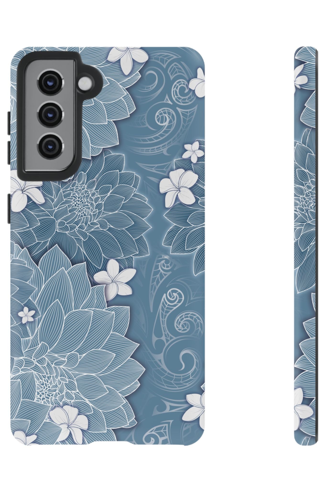 Pua La Tough Samsung Galaxy Case Samsung Galaxy S21 Matte - Hawaiian Golden Hibiscus Sun Flower Sapphire Design - The Local Banyan