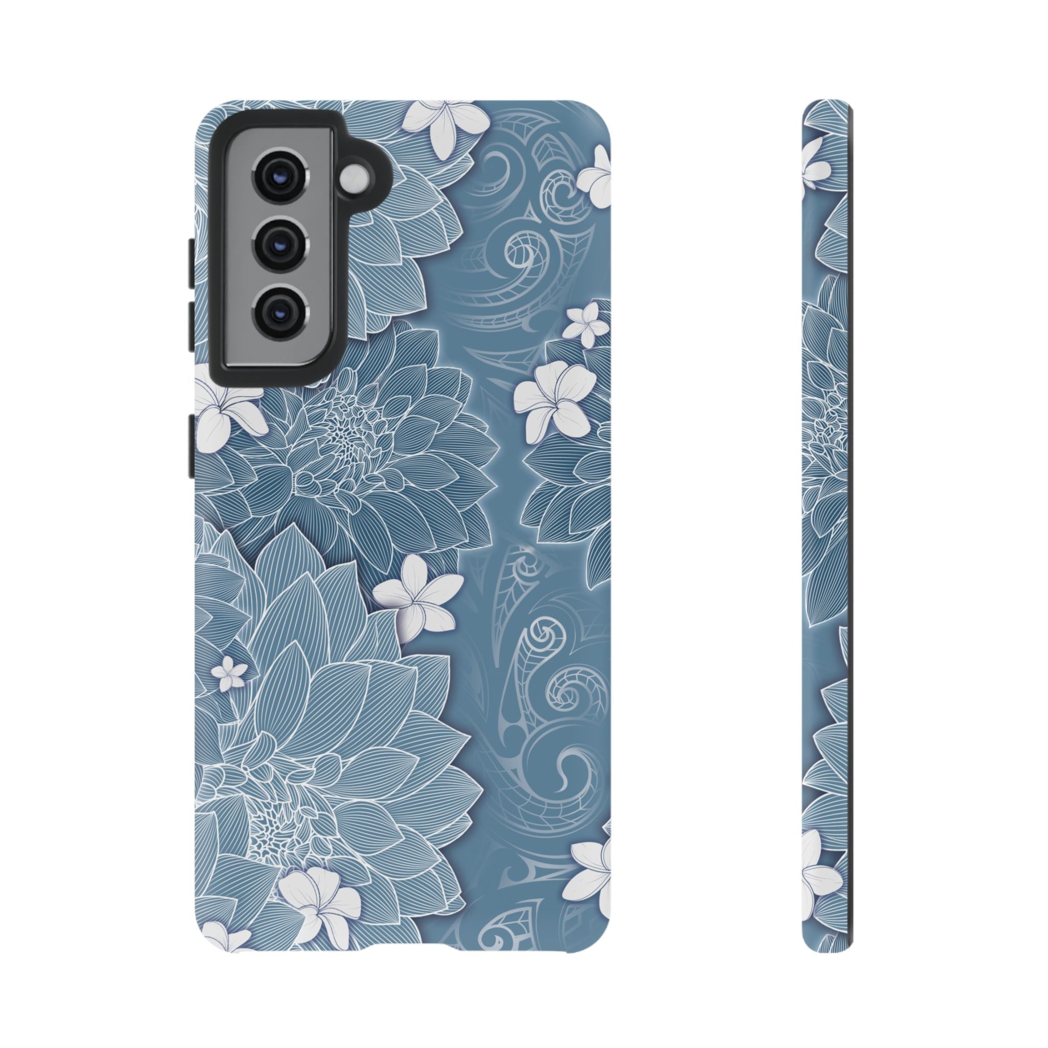 Pua La Tough Samsung Galaxy Case Samsung Galaxy S21 Matte - Hawaiian Golden Hibiscus Sun Flower Sapphire Design - The Local Banyan