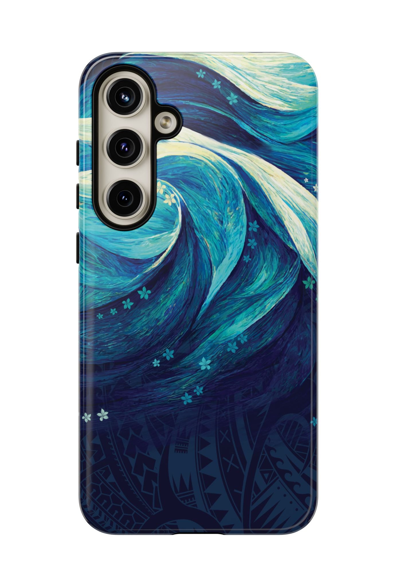 Eternal Mana Tough Samsung Galaxy Case Detail View - Hawaiian Ocean Wave Polynesian Tribal Design Close Up - The Local Banyan