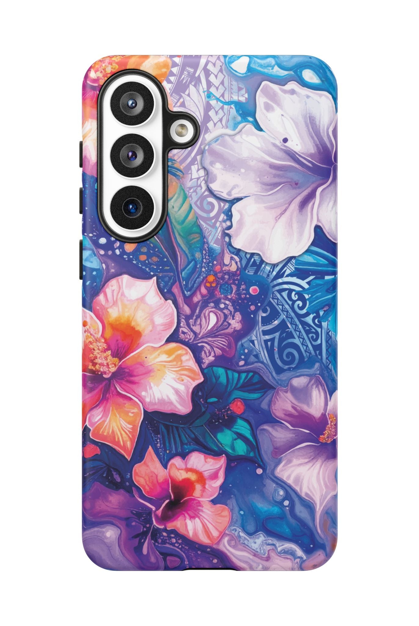 Aloha Wai Tough Samsung Galaxy Case Detail View - Hawaiian Aloha Tropical Floral Design Close Up - The Local Banyan