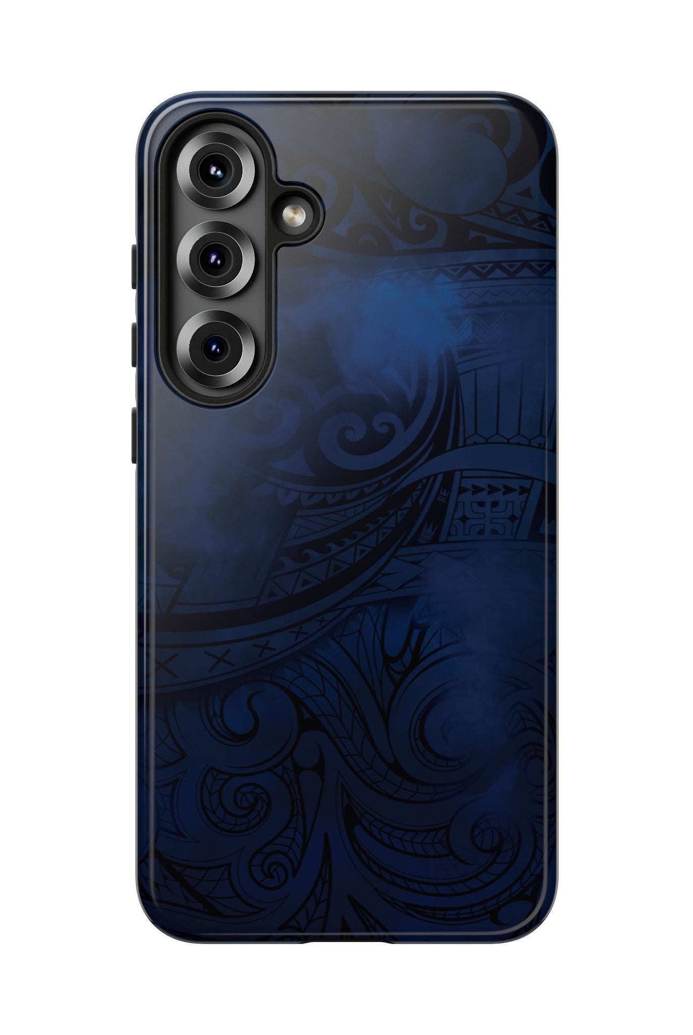 Midnight Essence Tough Samsung Galaxy Case Detail View - Hawaiian Midnight Navy Polynesian Tribal Design Close Up - The Local Banyan