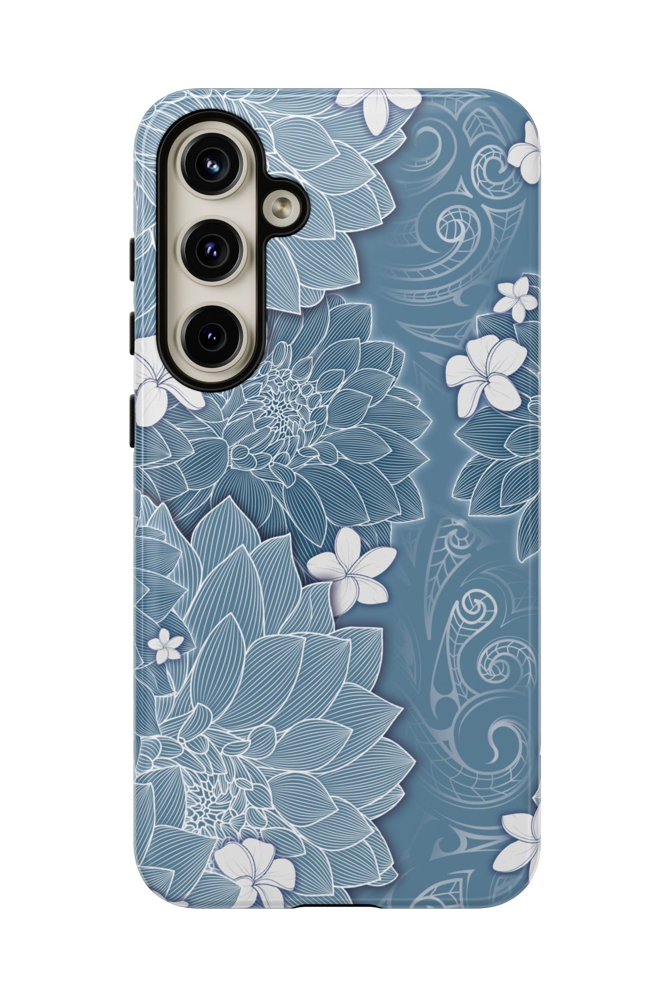 Pua La Tough Samsung Galaxy Case Detail View - Hawaiian Golden Hibiscus Sun Flower Sapphire Design Close Up - The Local Banyan