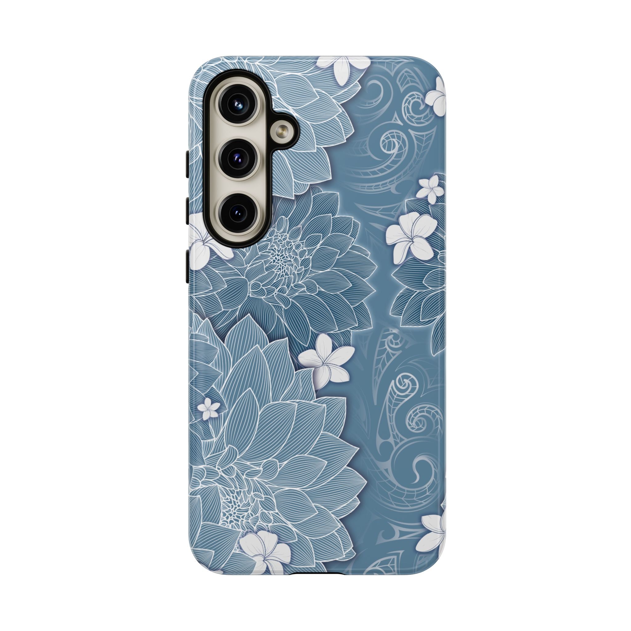 Pua La Tough Samsung Galaxy Case Detail View - Hawaiian Golden Hibiscus Sun Flower Sapphire Design Close Up - The Local Banyan