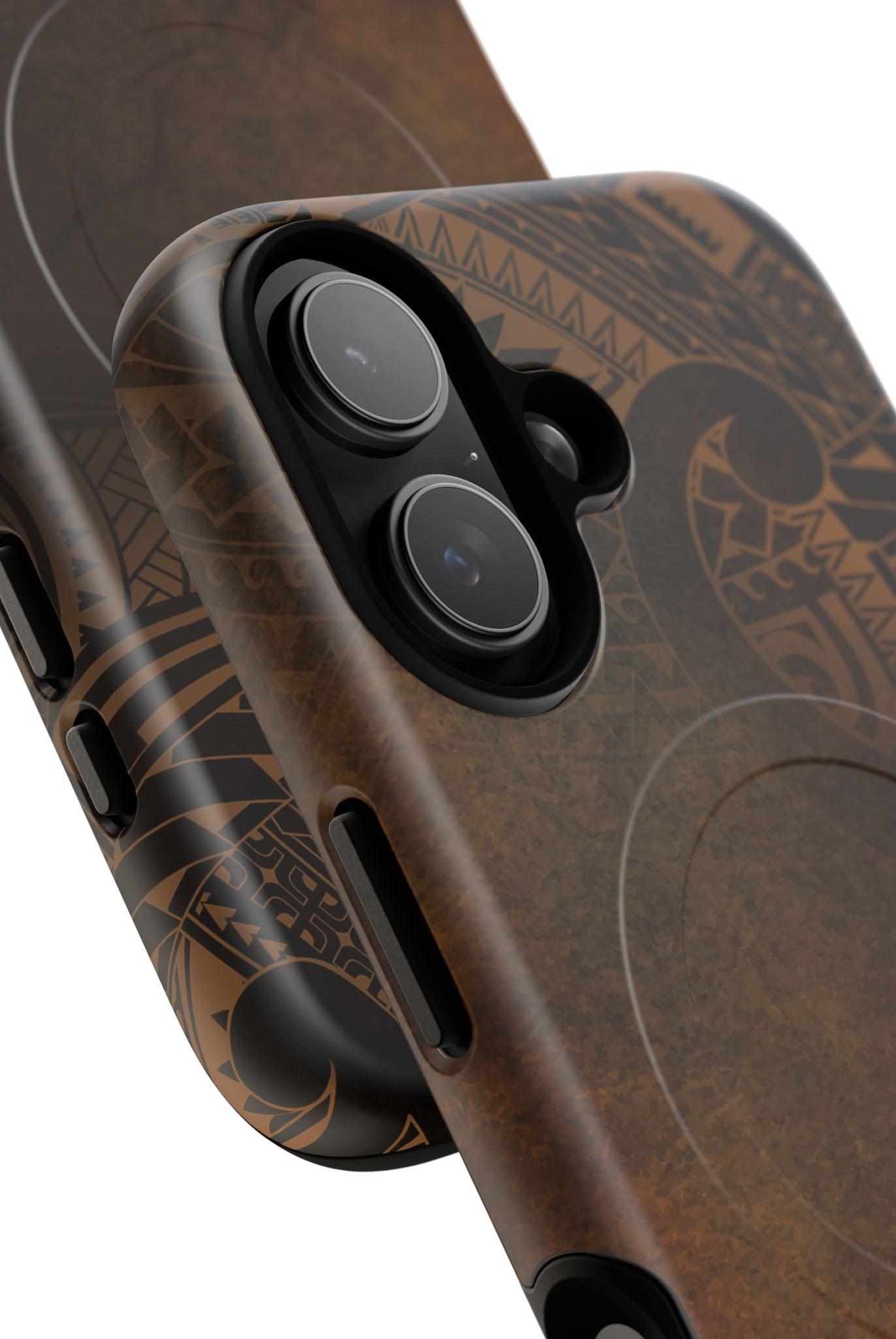 Aloha Aina MagSafe iPhone Case Detail View - Hawaiian Earth Tone Polynesian Tribal Design Close Up - The Local Banyan