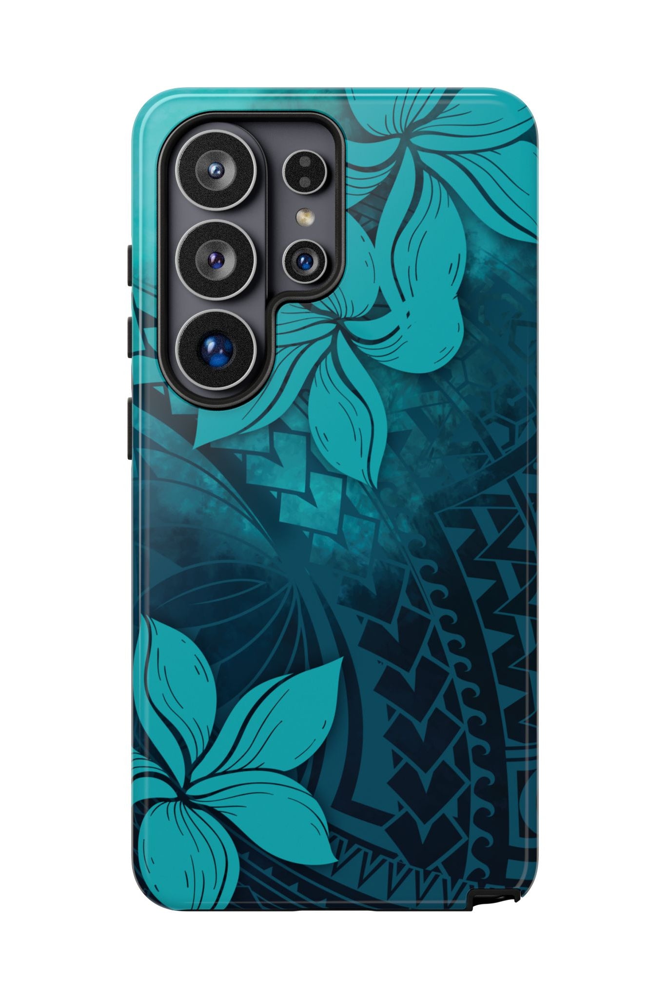 Moana Bloom Tough Samsung Galaxy Case Samsung Galaxy S26 Ultra Glossy - Hawaiian Teal Plumeria Ocean Tribal Design - The Local Banyan