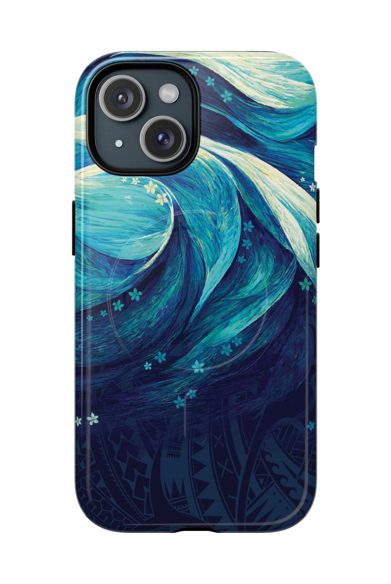 Eternal Mana MagSafe iPhone Case iPhone 15 Glossy - Hawaiian Ocean Wave Polynesian Tribal Design - The Local Banyan