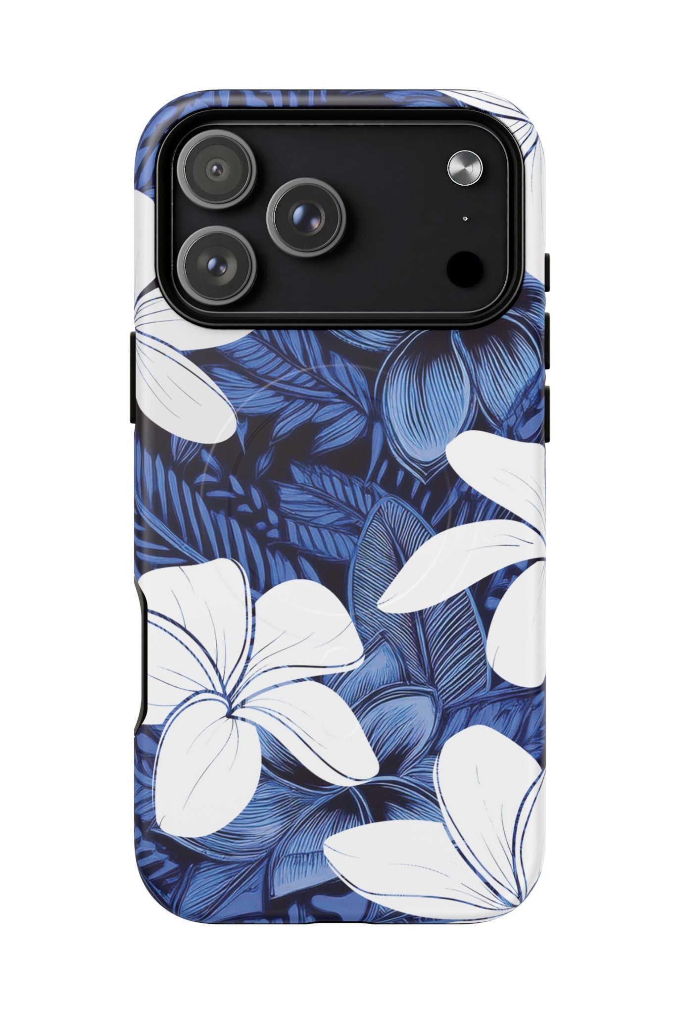 Eternal Blue Plumeria MagSafe iPhone Case iPhone 17 Pro Max Matte - Hawaiian Blue Plumeria Ocean Floral Design - The Local Banyan