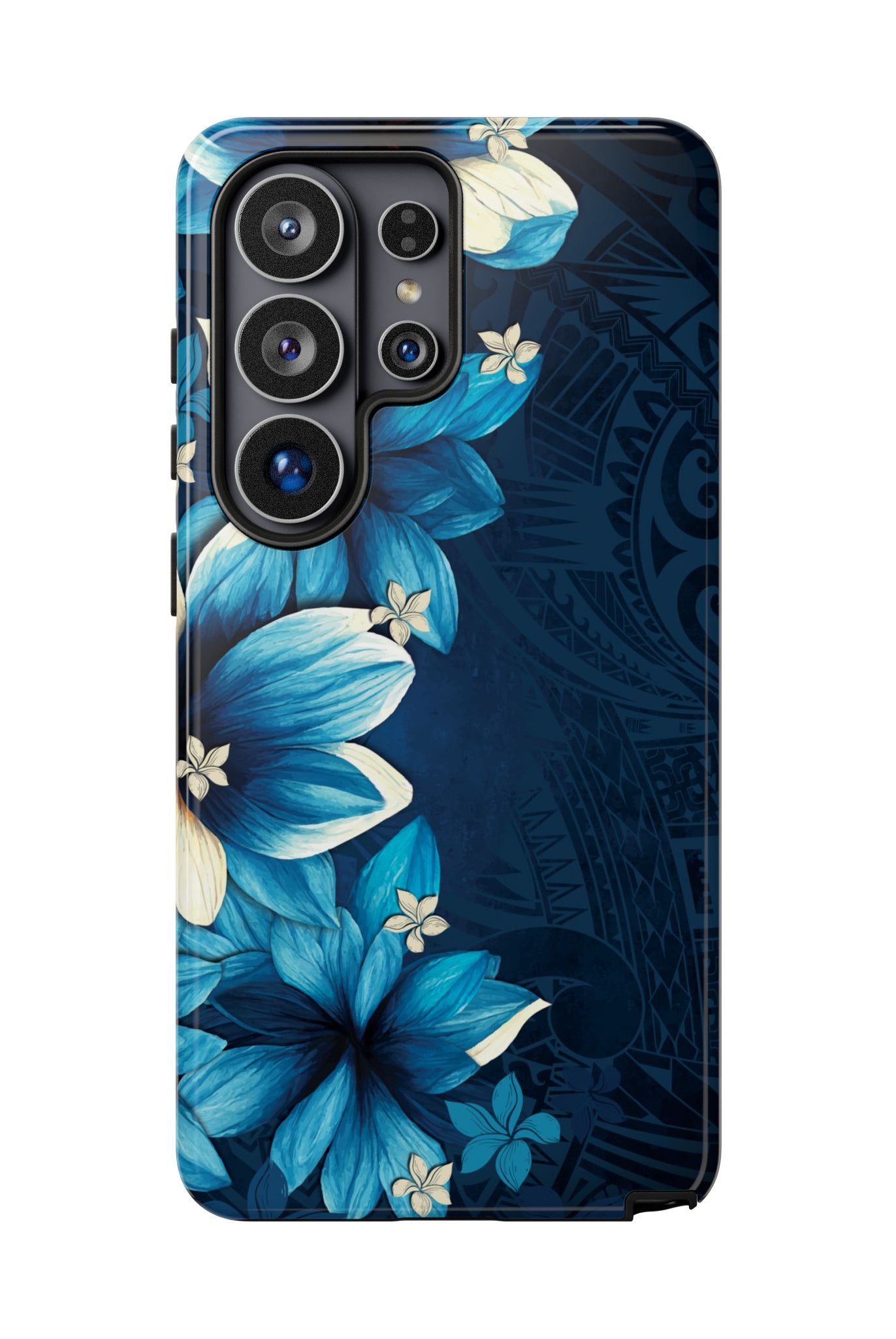 Leilani Nights Tough Samsung Galaxy Case Samsung Galaxy S26 Ultra Glossy - Hawaiian Dark Blue Floral Polynesian Design - The Local Banyan