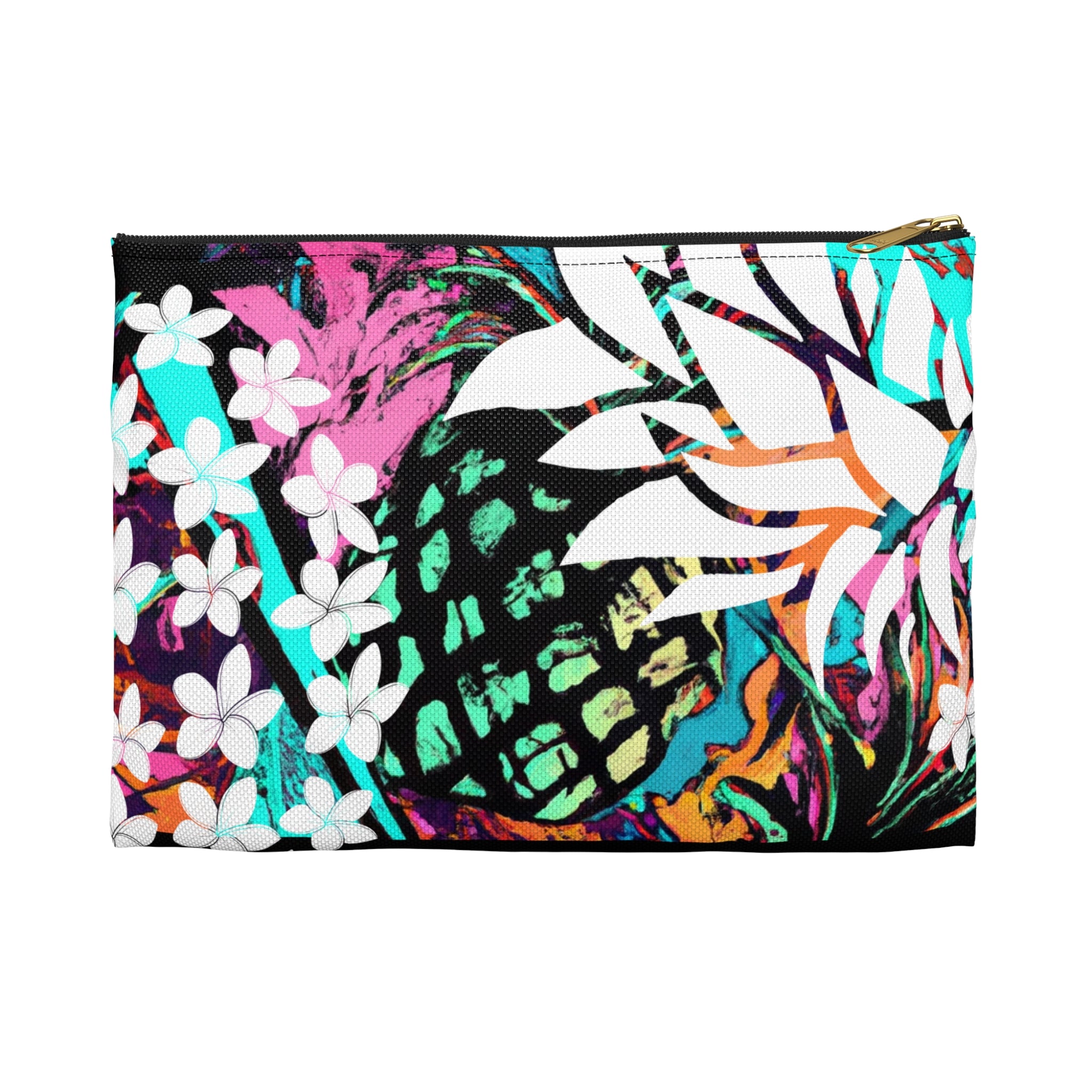 Pineapple Fusion Travel Pouch Bag Pouches The Local Banyan Small Black zipper