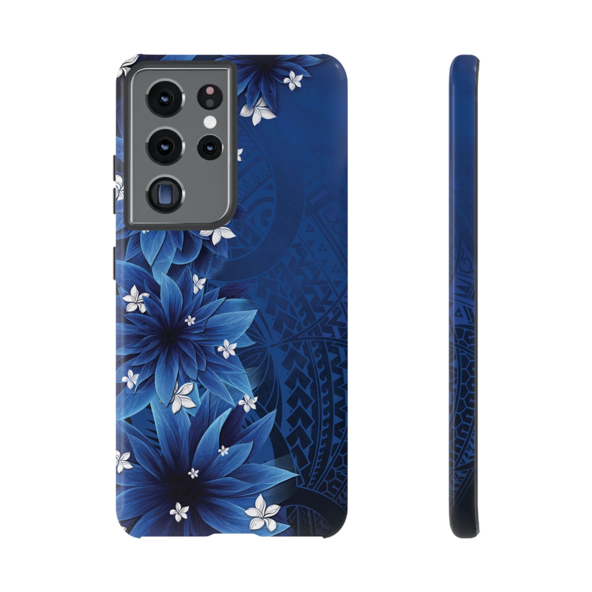 Hoku Pua Tough Samsung Galaxy Case Samsung Galaxy S21 Ultra Glossy - Hawaiian Blue Star Flower Polynesian Design - The Local Banyan
