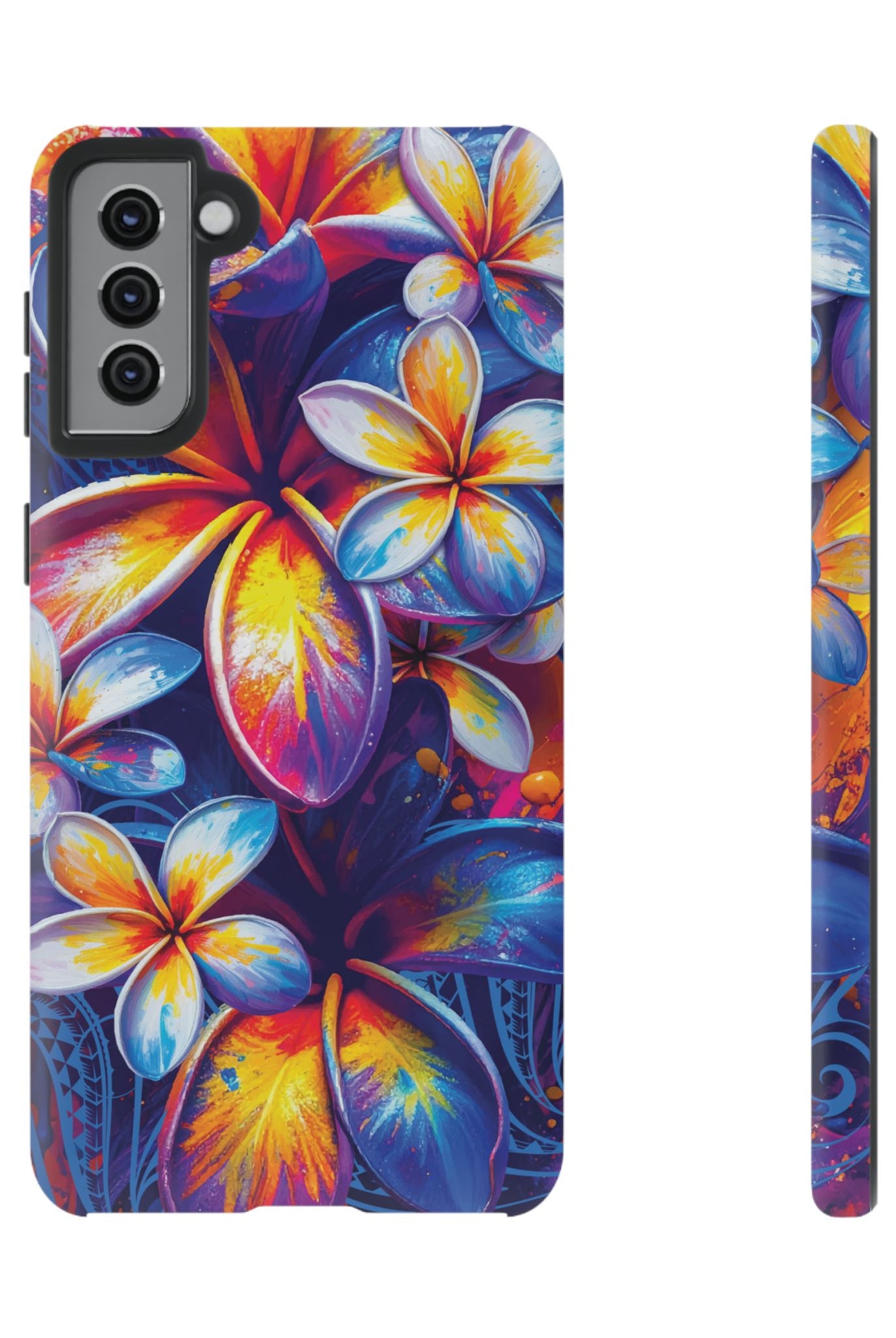 Sunset Ink Tough Samsung Galaxy Case Samsung Galaxy S21 Plus Matte - Hawaiian Plumeria Street Art Graffiti Tropical Design - The Local Banyan