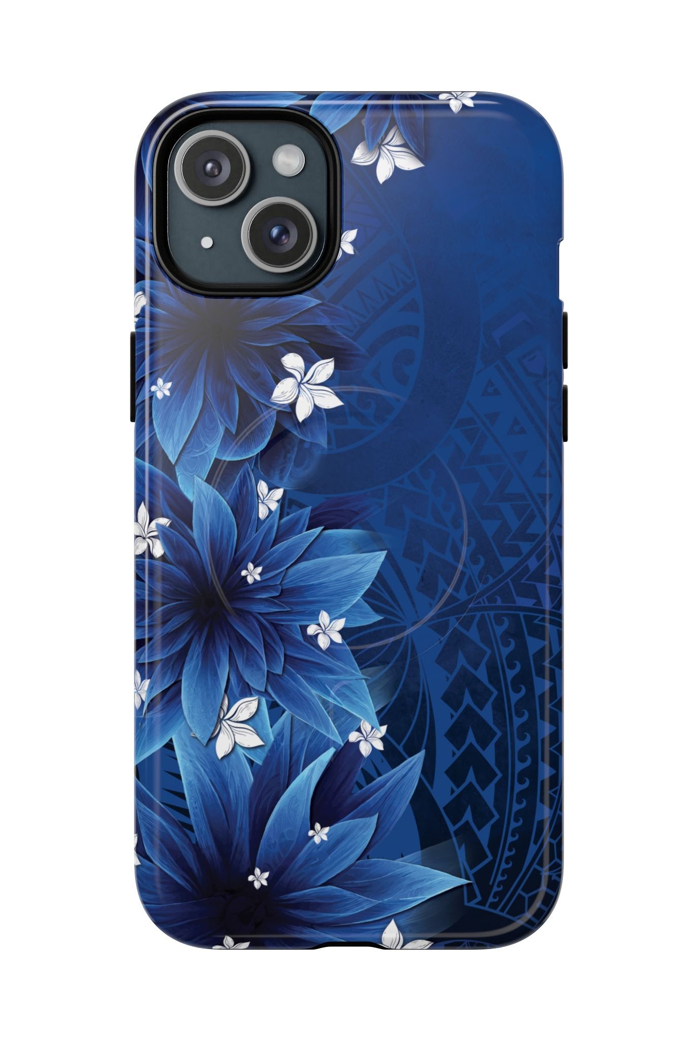 Hoku Pua MagSafe iPhone Case iPhone 15 Plus Glossy - Hawaiian Blue Star Flower Polynesian Design - The Local Banyan