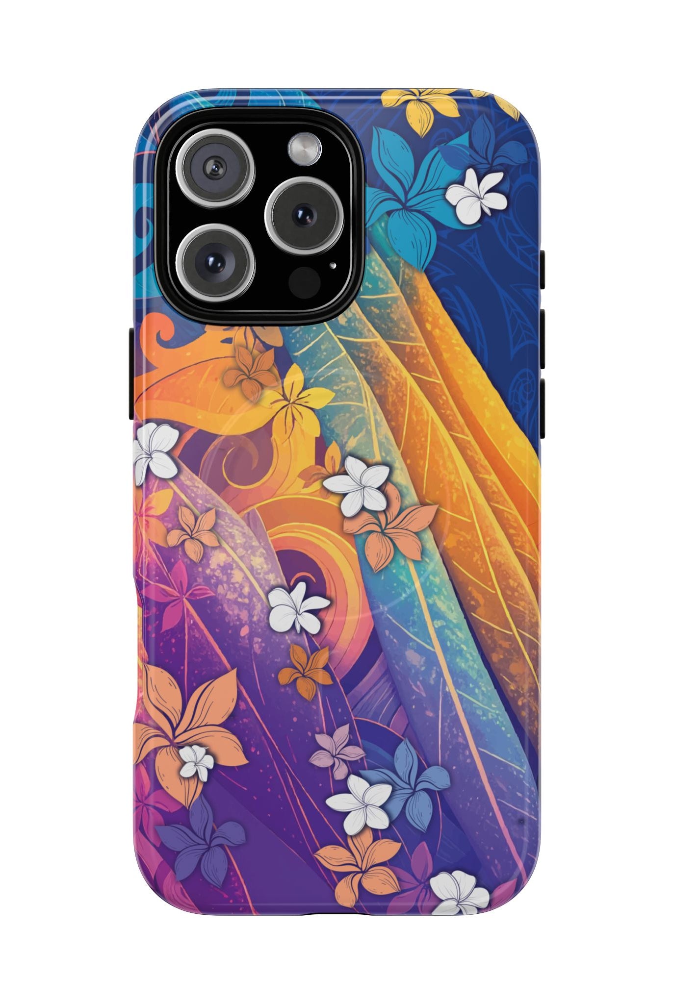 Mauna Sunrise MagSafe iPhone Case iPhone 16 Pro Max Glossy - Hawaiian Colorful Sunrise Plumeria Design - The Local Banyan