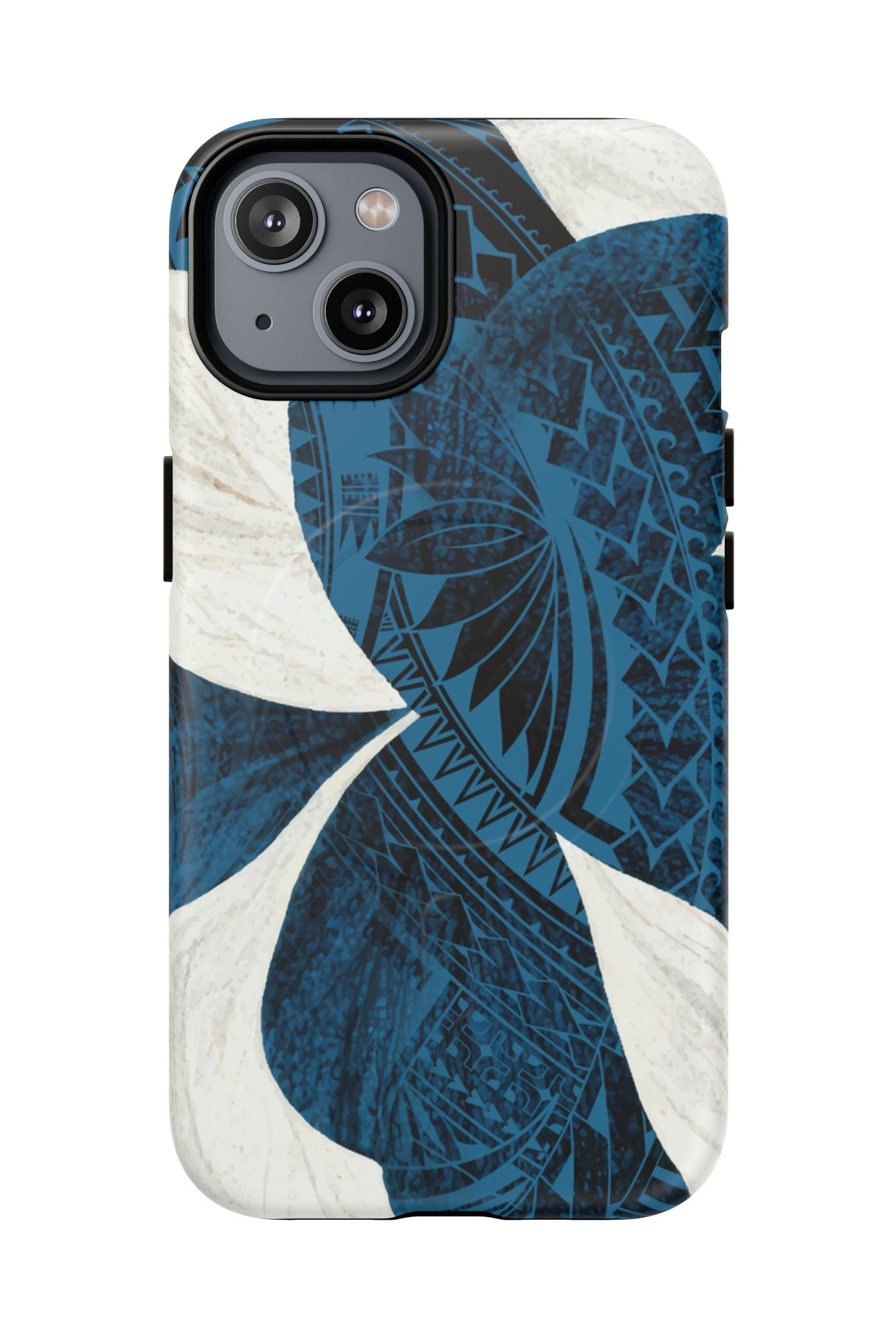 Hana Breeze MagSafe iPhone Case iPhone 14 Matte - Hawaiian Blue Plumeria Polynesian Botanical Design - The Local Banyan