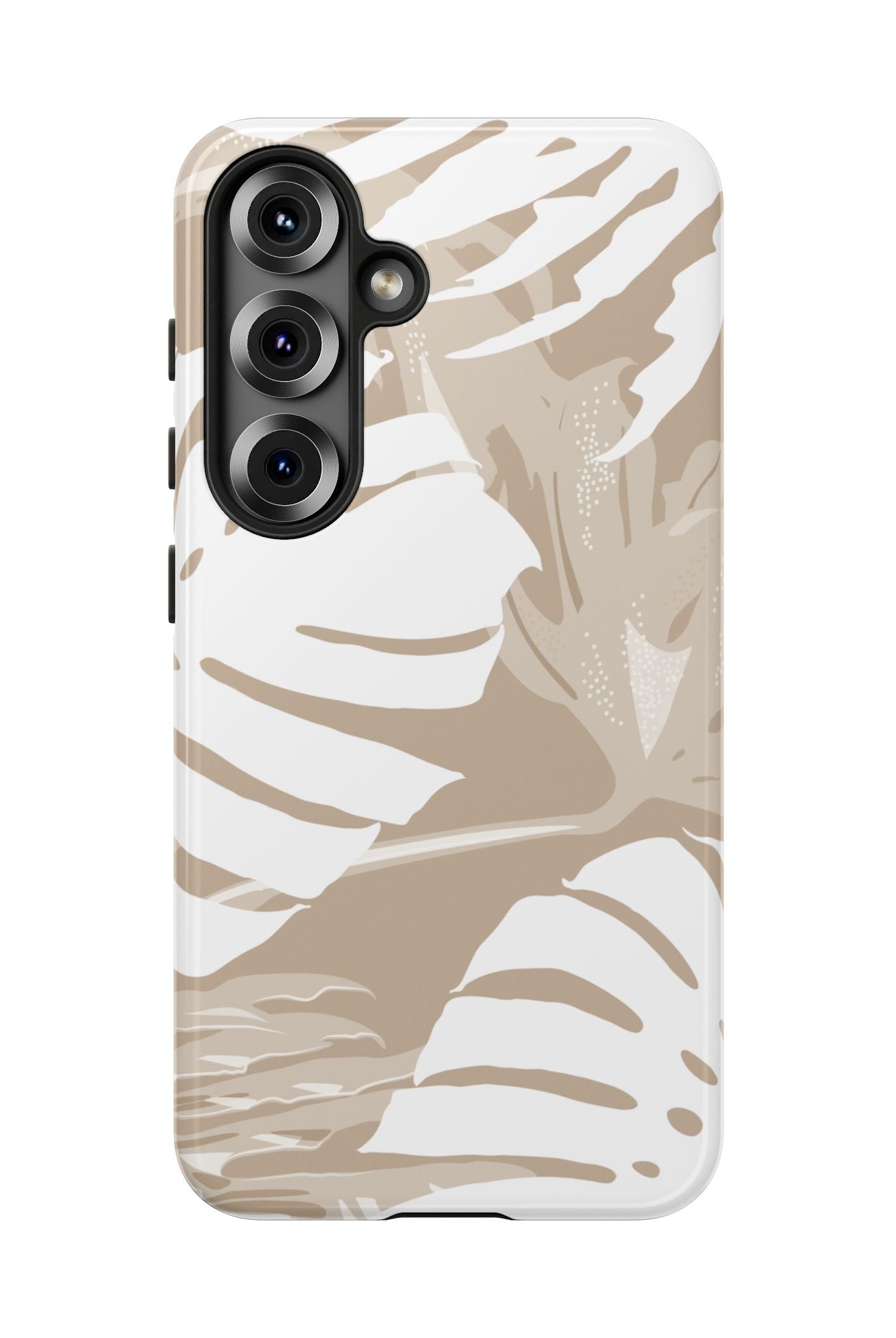 Woman holding Exotic Monstera Tough Samsung Galaxy Case - Hawaiian Tropical Monstera Botanical Neutral Design - The Local Banyan