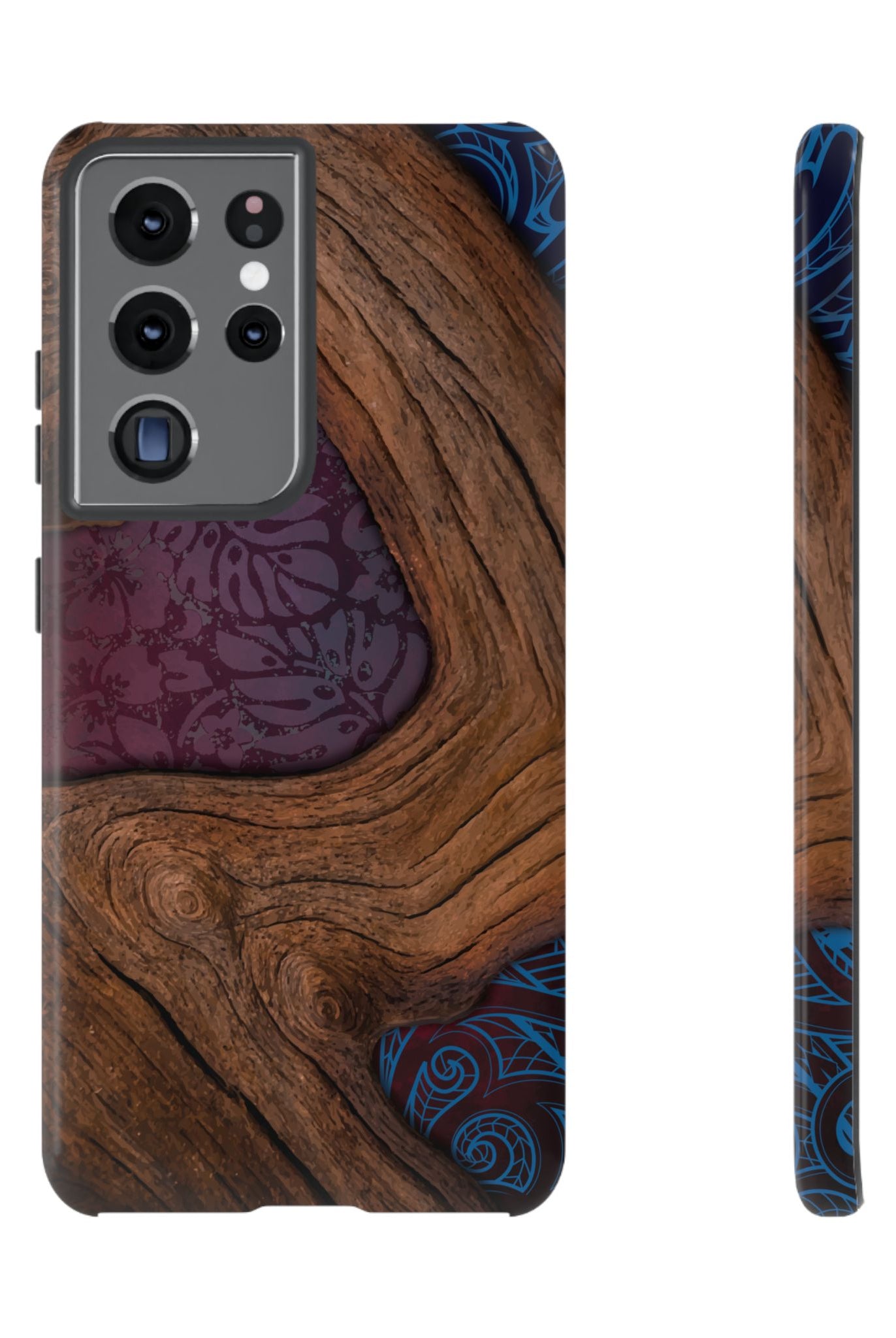 Rooted Tough Samsung Galaxy Case Samsung Galaxy S21 Ultra Glossy - Hawaiian Koa Wood Island Strength Tribal Design - The Local Banyan