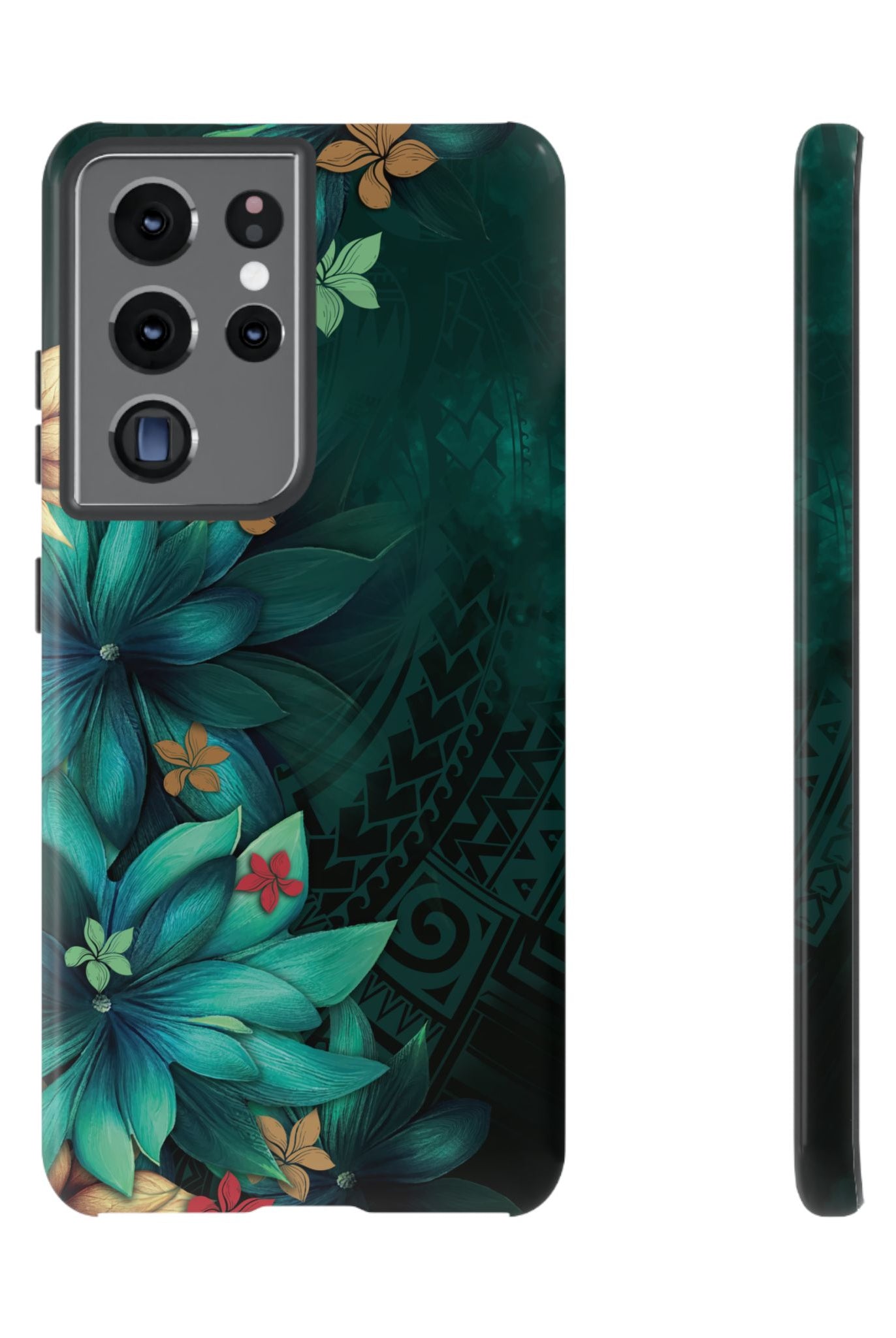 Aloha Whispers Tough Samsung Galaxy Case Samsung Galaxy S21 Ultra Glossy - Hawaiian Abstract Green Floral Polynesian Design - The Local Banyan