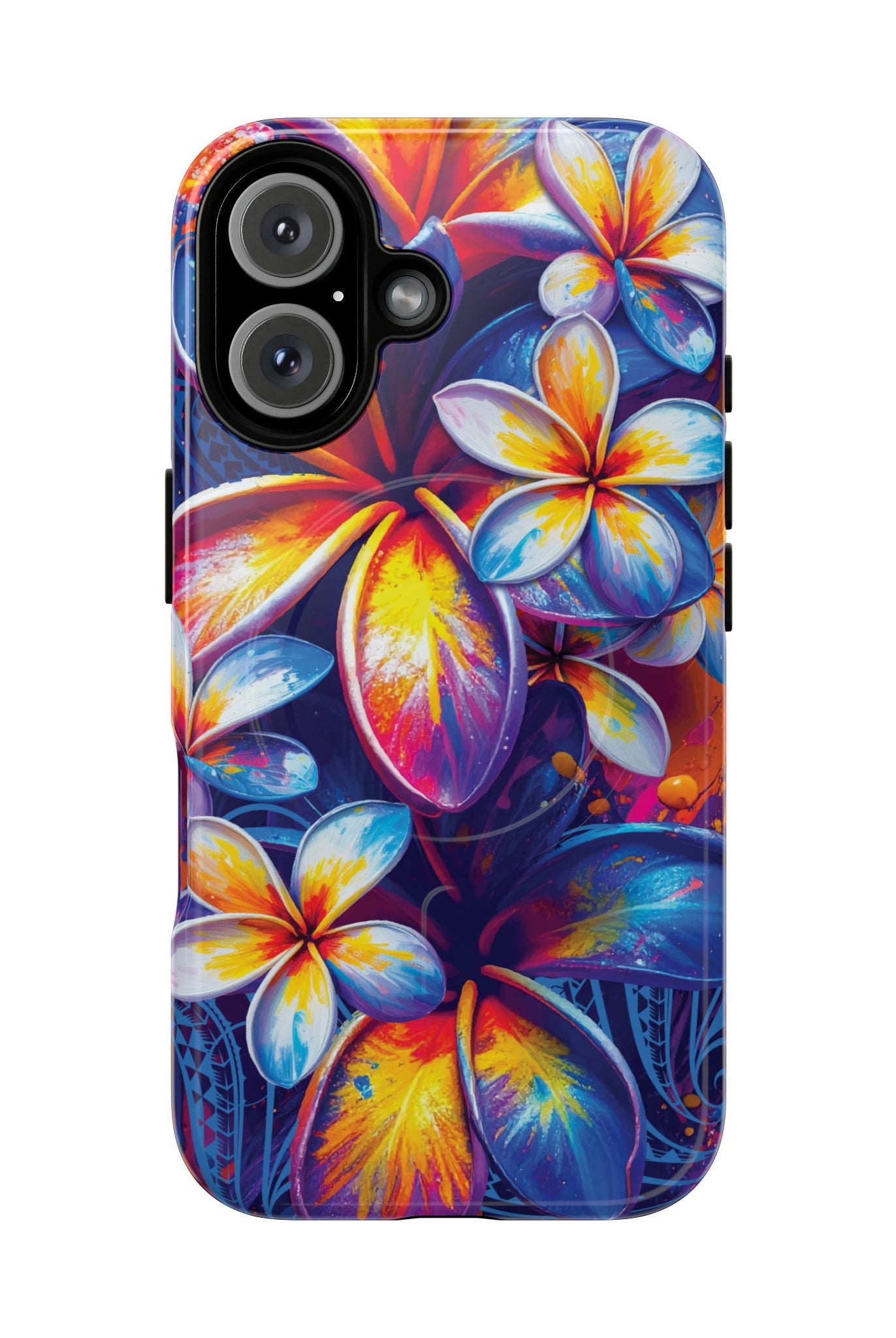 Sunset Ink MagSafe iPhone Case iPhone 16 Glossy - Hawaiian Plumeria Street Art Graffiti Tropical Design - The Local Banyan