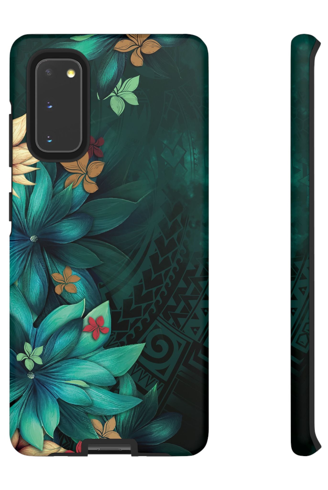 Aloha Whispers Tough Samsung Galaxy Case Samsung Galaxy S20 Matte - Hawaiian Abstract Green Floral Polynesian Design - The Local Banyan