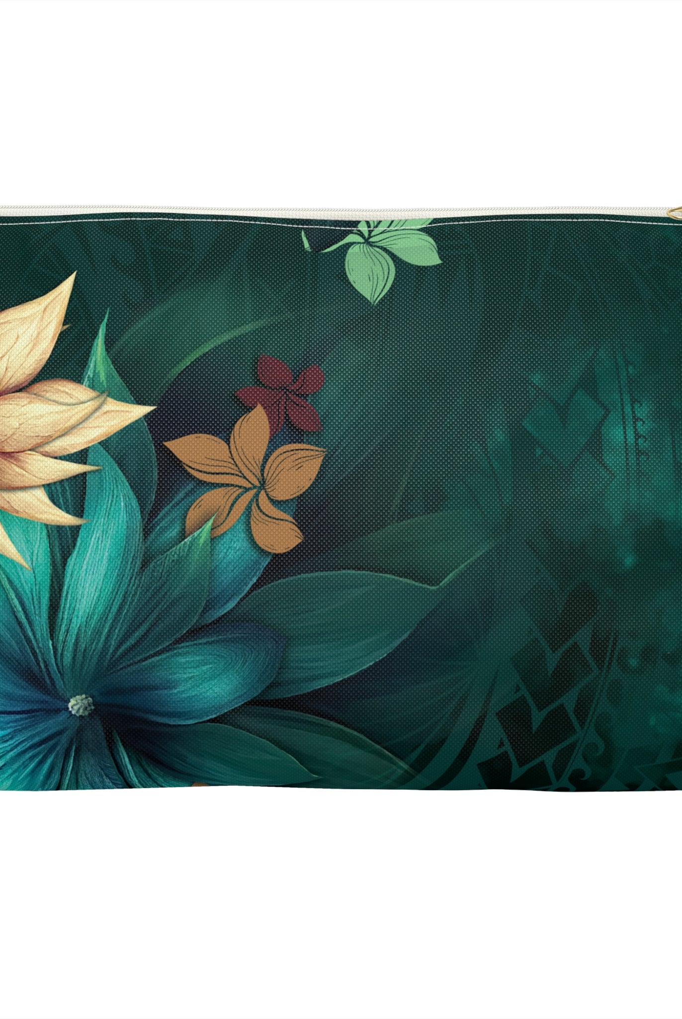 Aloha Whispers Travel Pouch Pouches The Local Banyan Large White zipper