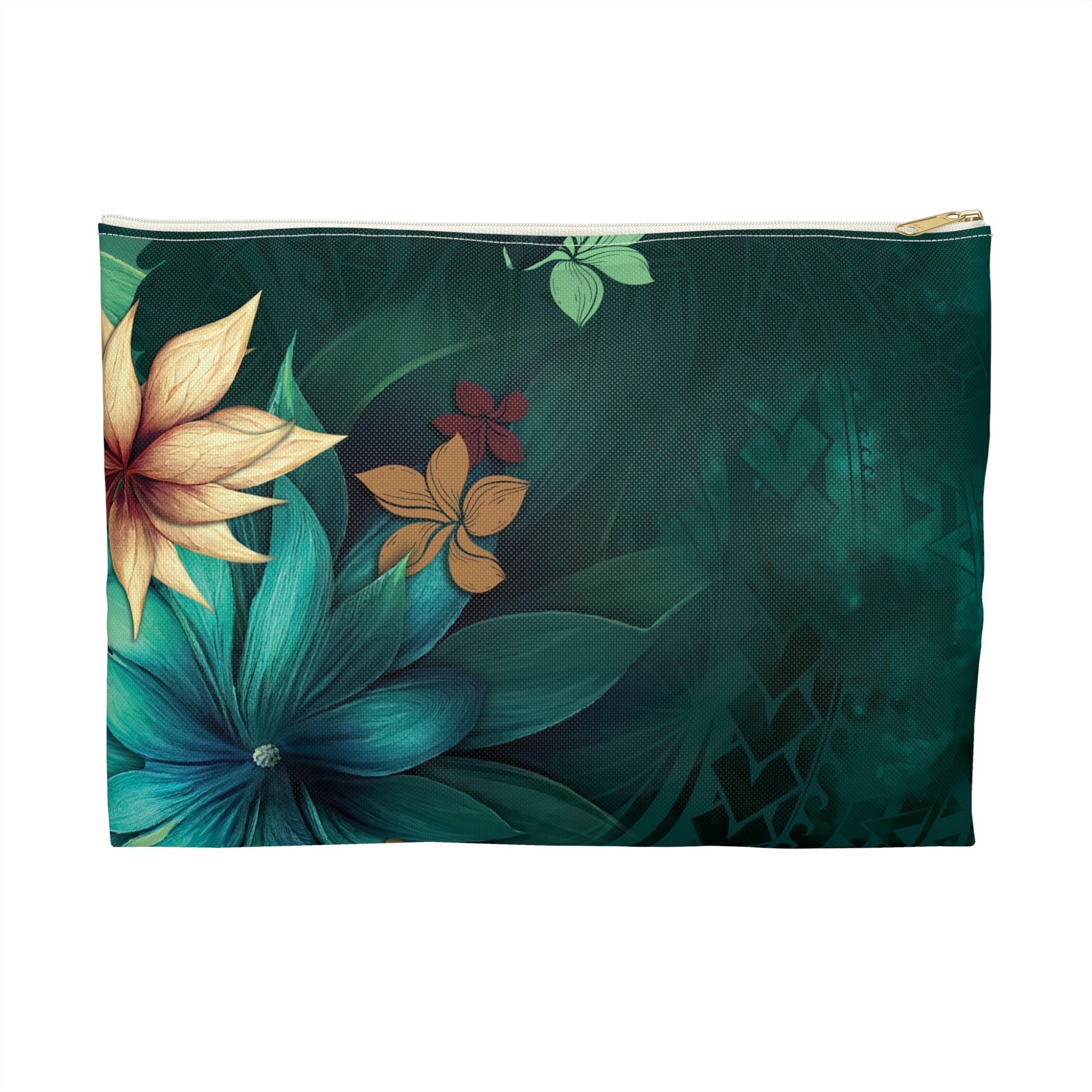 Aloha Whispers Travel Pouch Pouches The Local Banyan Large White zipper