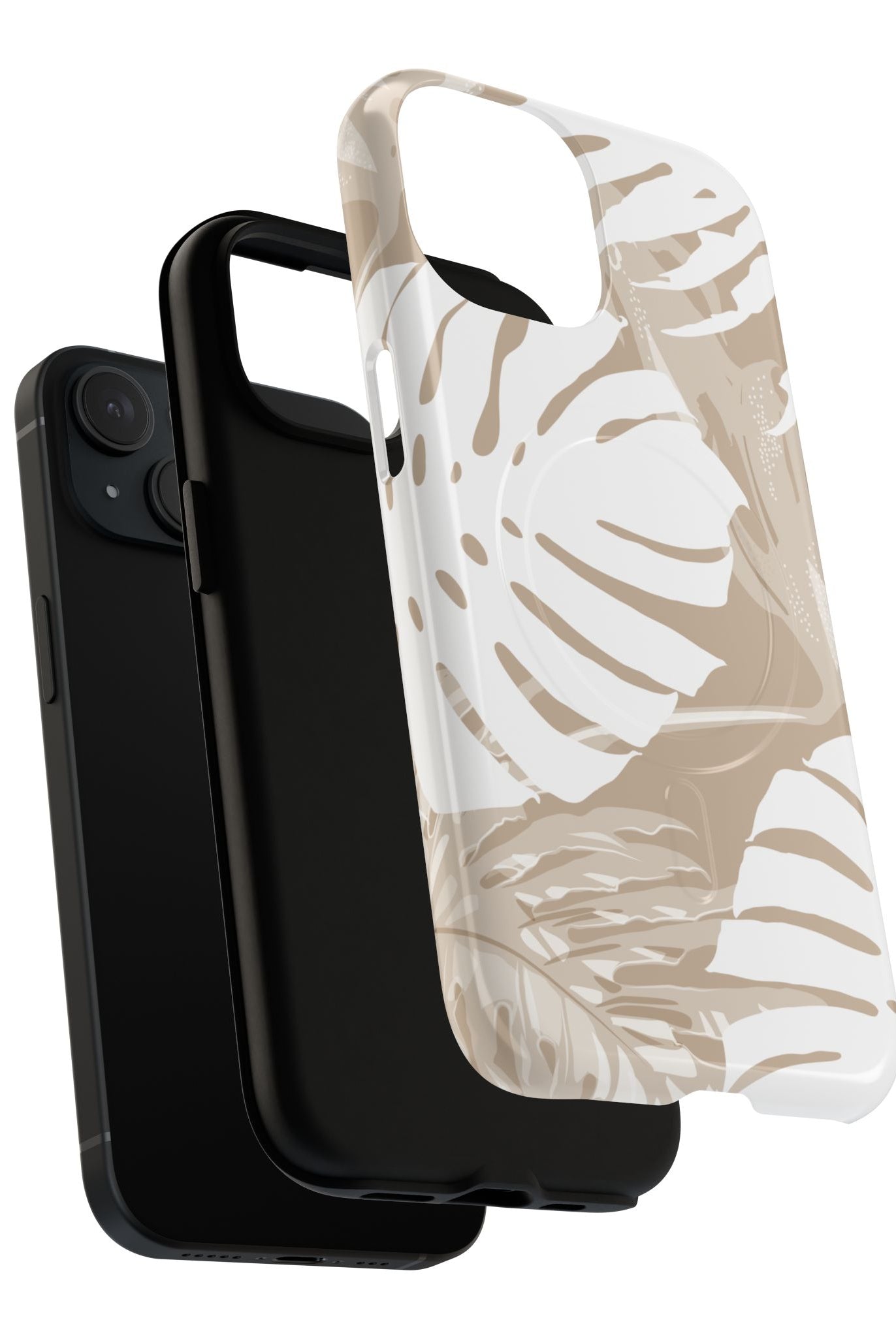 Exotic Monstera MagSafe iPhone Case Detail View - Hawaiian Tropical Monstera Botanical Neutral Design Close Up - The Local Banyan