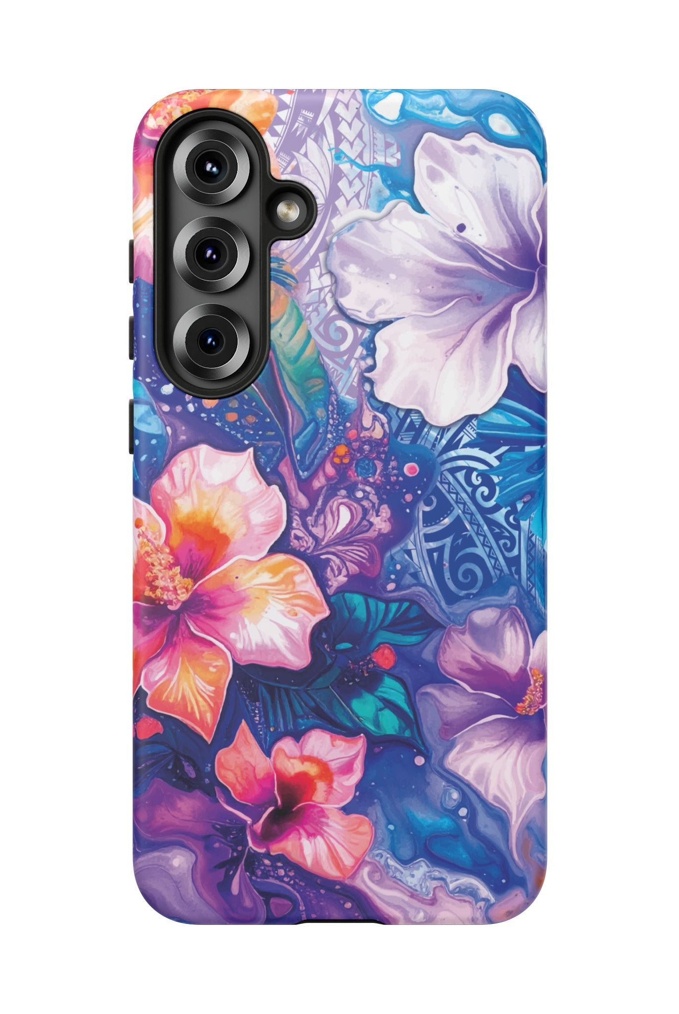 Aloha Wai Tough Samsung Galaxy Case Detail View - Hawaiian Aloha Tropical Floral Design Close Up - The Local Banyan