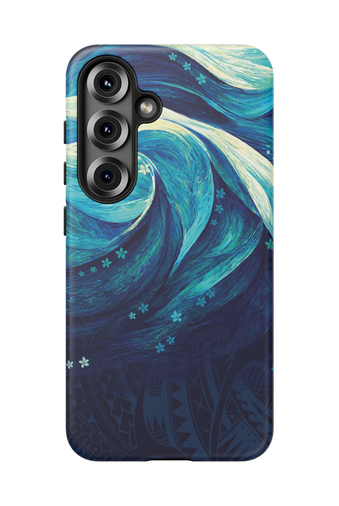 Woman holding Eternal Mana Tough Samsung Galaxy Case - Hawaiian Ocean Wave Polynesian Tribal Design - The Local Banyan