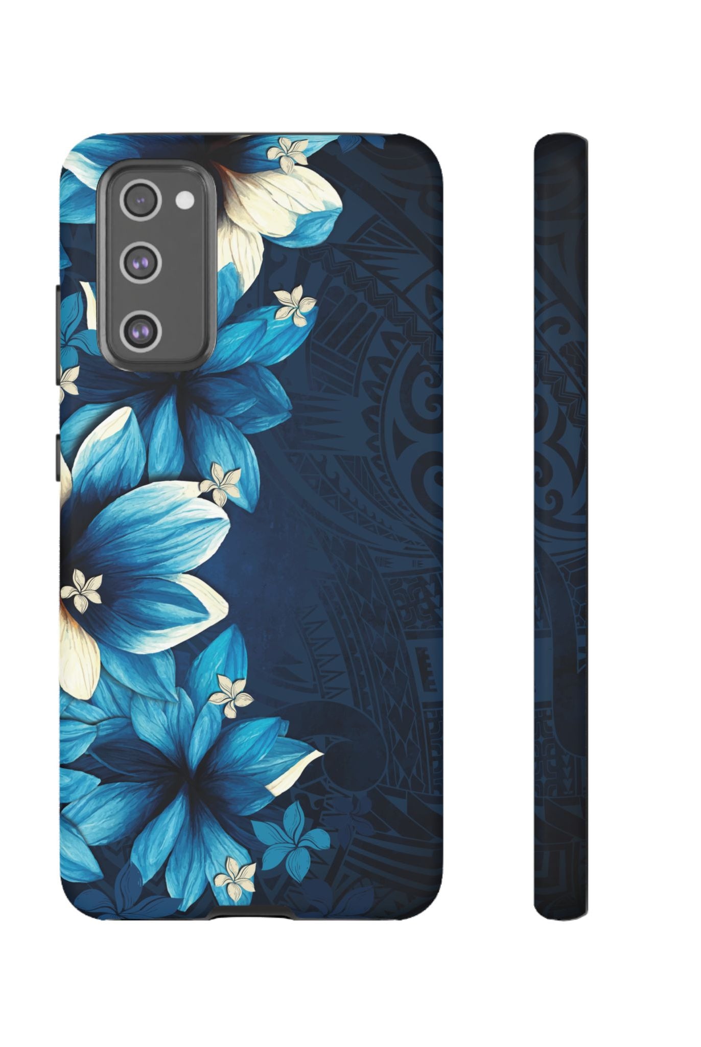 Leilani Nights Tough Samsung Galaxy Case Samsung Galaxy S20 FE Matte - Hawaiian Dark Blue Floral Polynesian Design - The Local Banyan