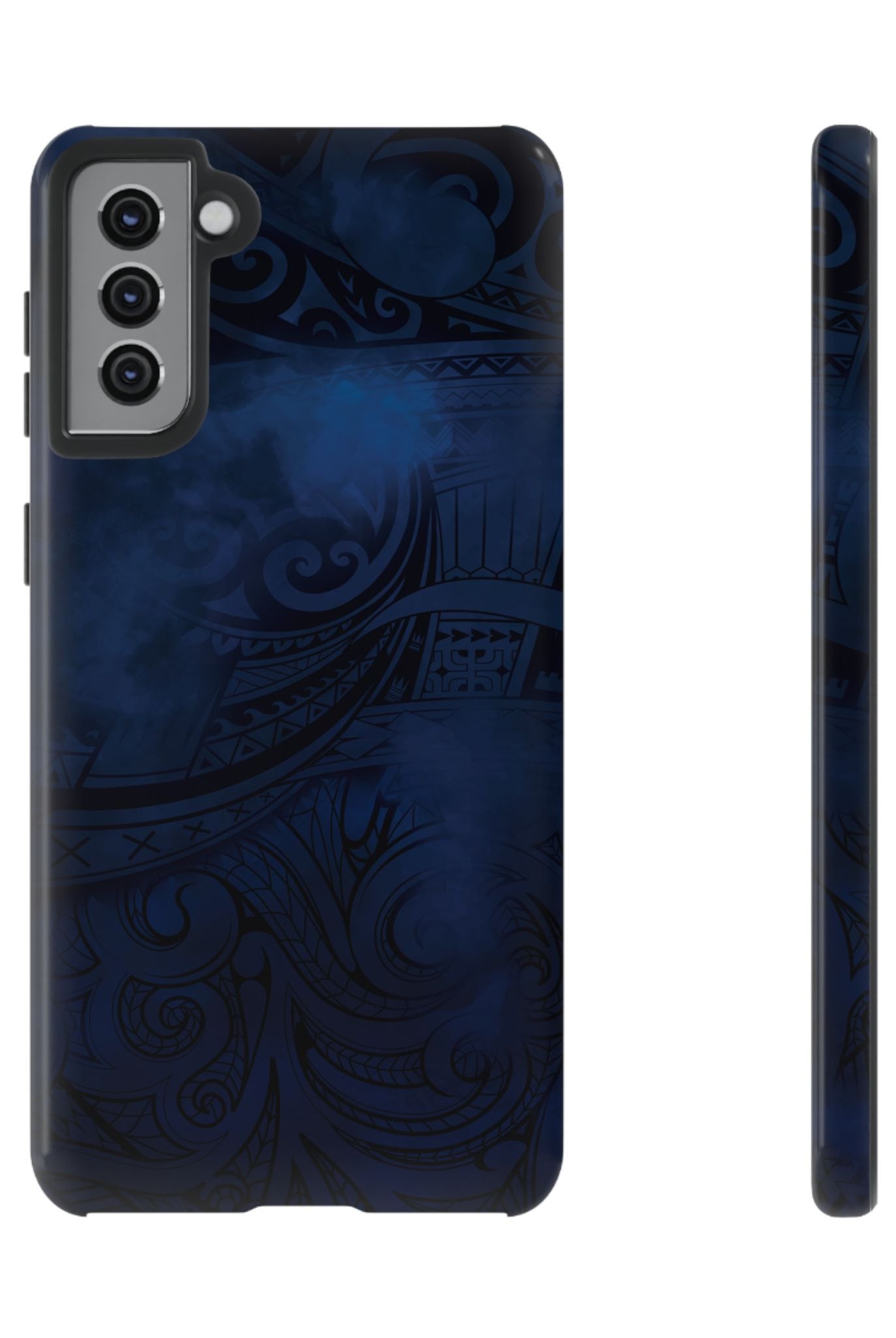 Midnight Essence Tough Samsung Galaxy Case Samsung Galaxy S21 Plus Glossy - Hawaiian Midnight Navy Polynesian Tribal Design - The Local Banyan