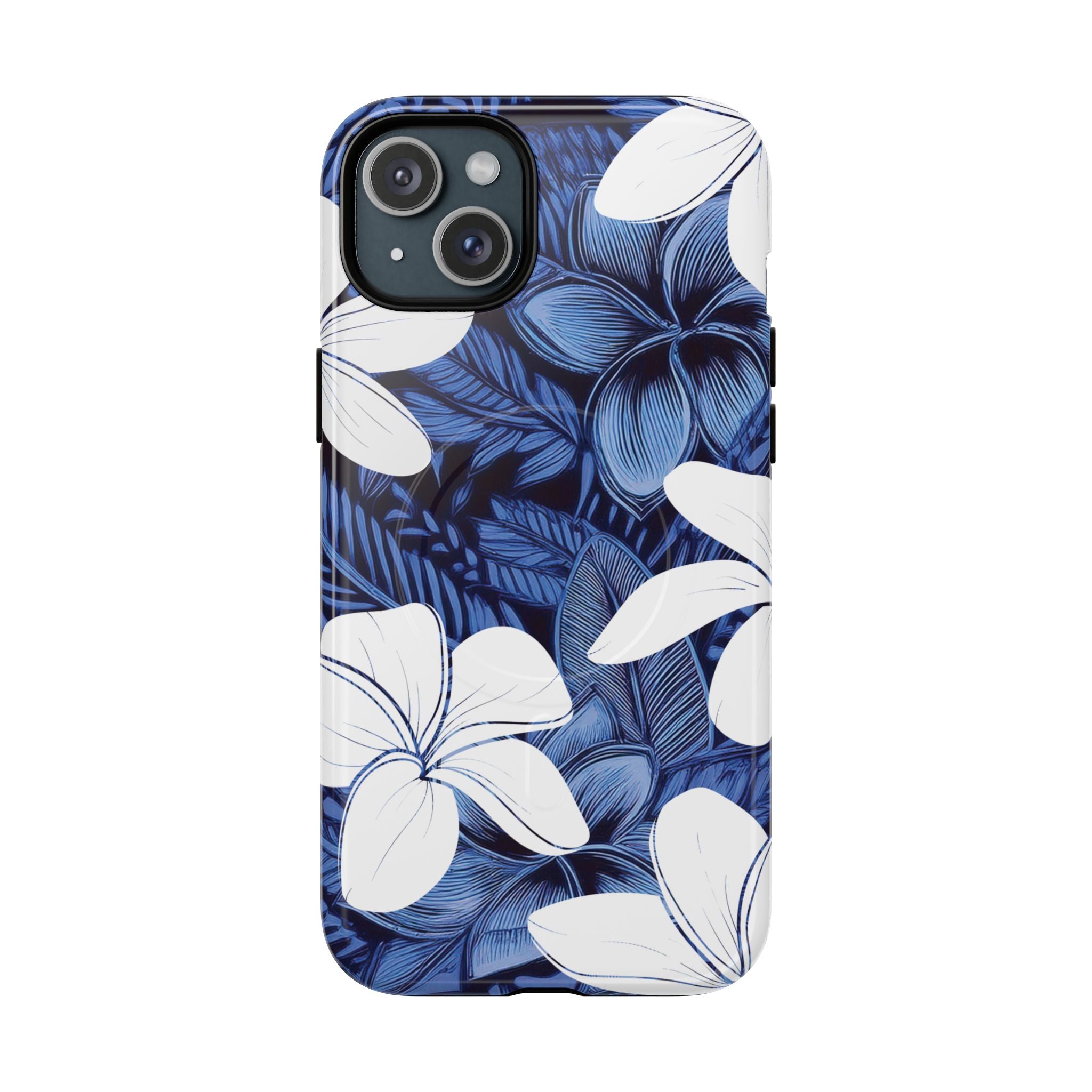 Eternal Blue Plumeria Magnetic Case for iPhone Phone Case The Local Banyan iPhone 15 Plus Glossy