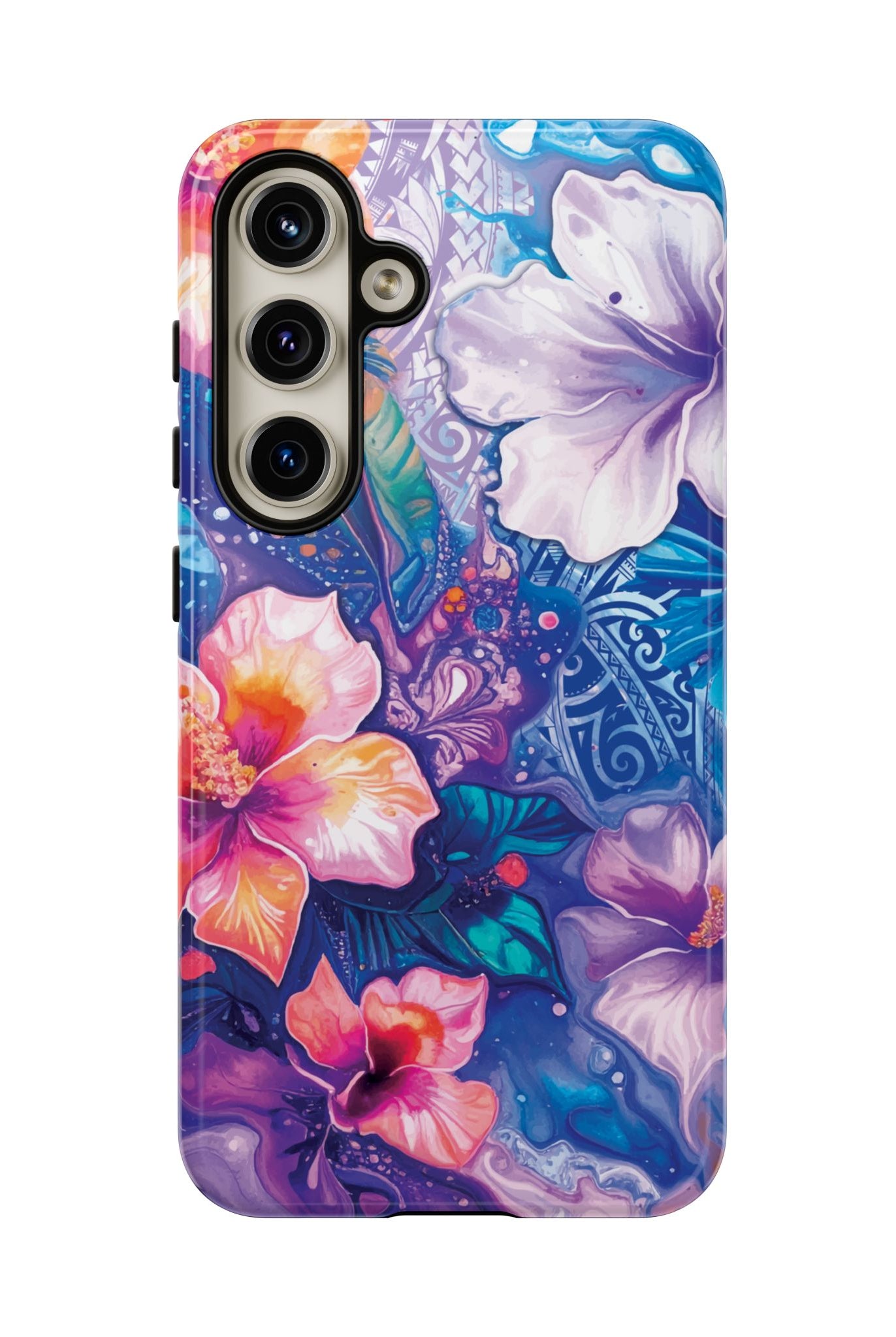 Aloha Wai Tough Samsung Galaxy Case Detail View - Hawaiian Aloha Tropical Floral Design Close Up - The Local Banyan