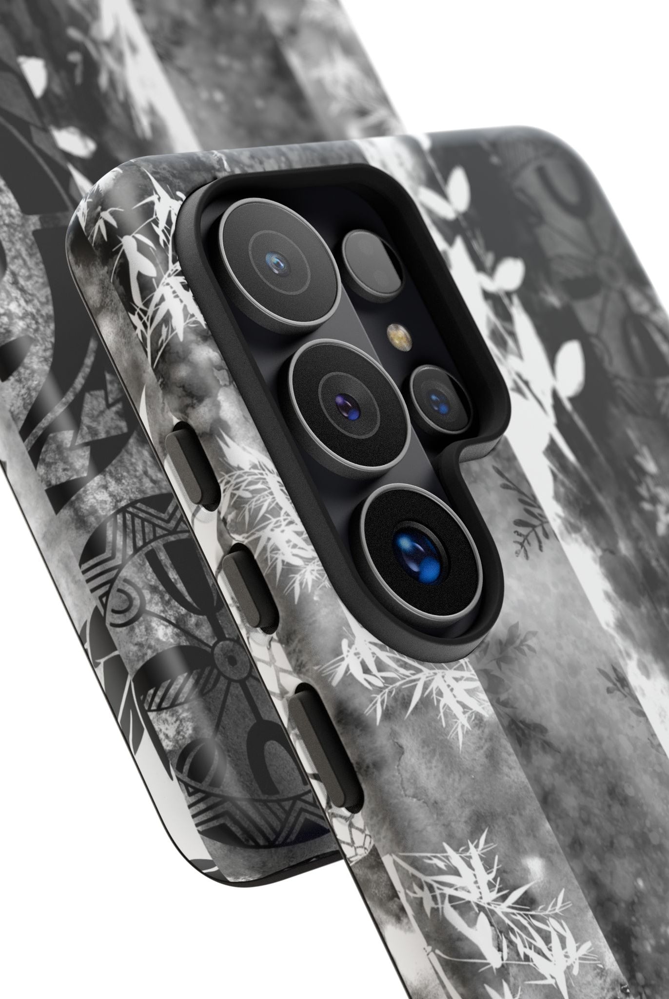 Monochrome Oasis Tough Samsung Galaxy Case Side View - Dual Layer Drop Protection Hawaiian Phone Case - The Local Banyan
