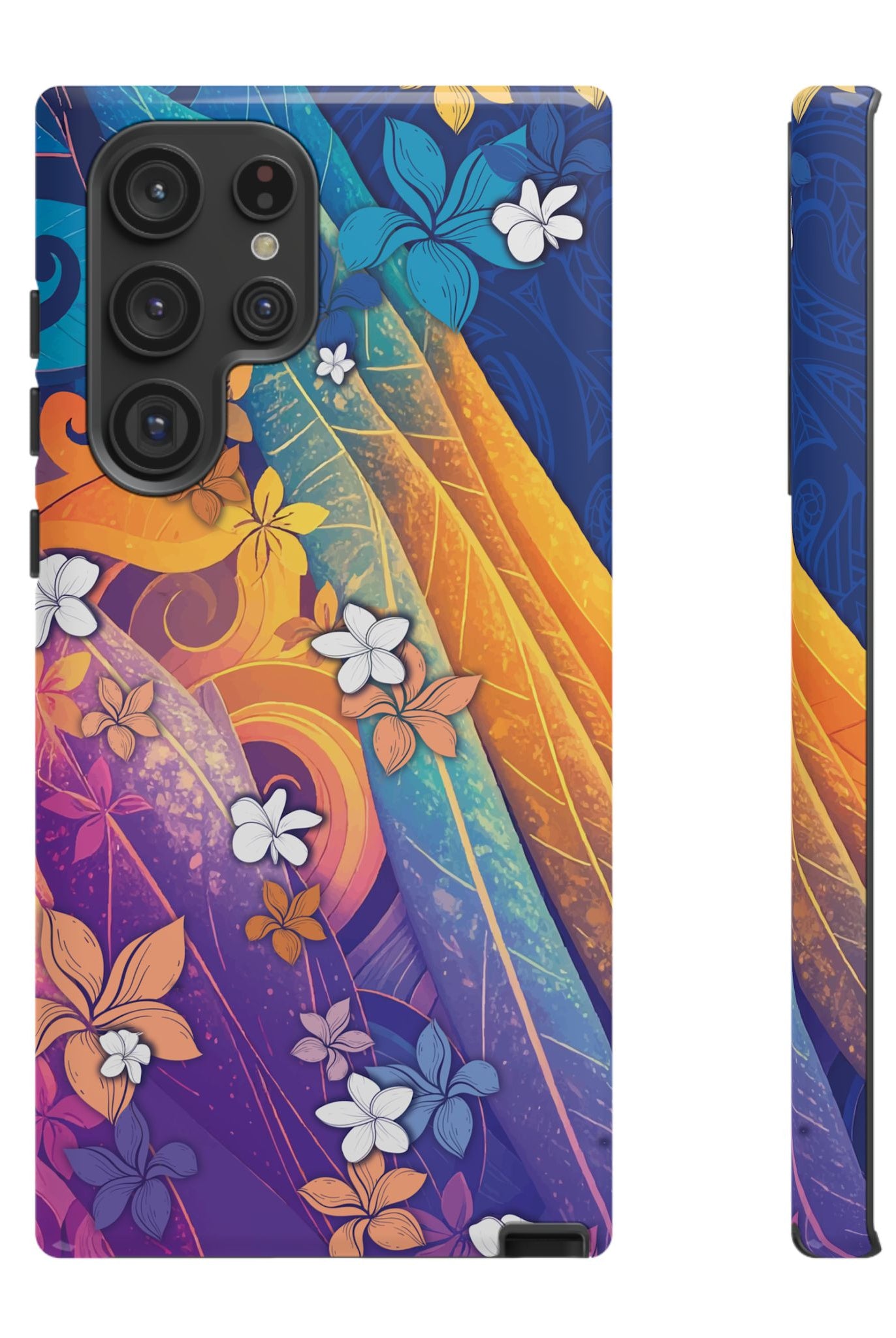Mauna Sunrise Tough Samsung Galaxy Case Samsung Galaxy S22 Ultra Glossy - Hawaiian Colorful Sunrise Plumeria Design - The Local Banyan