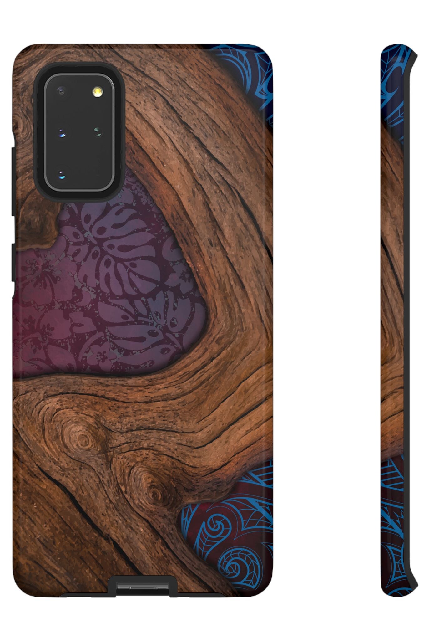 Rooted Tough Samsung Galaxy Case Samsung Galaxy S20+ Glossy - Hawaiian Koa Wood Island Strength Tribal Design - The Local Banyan