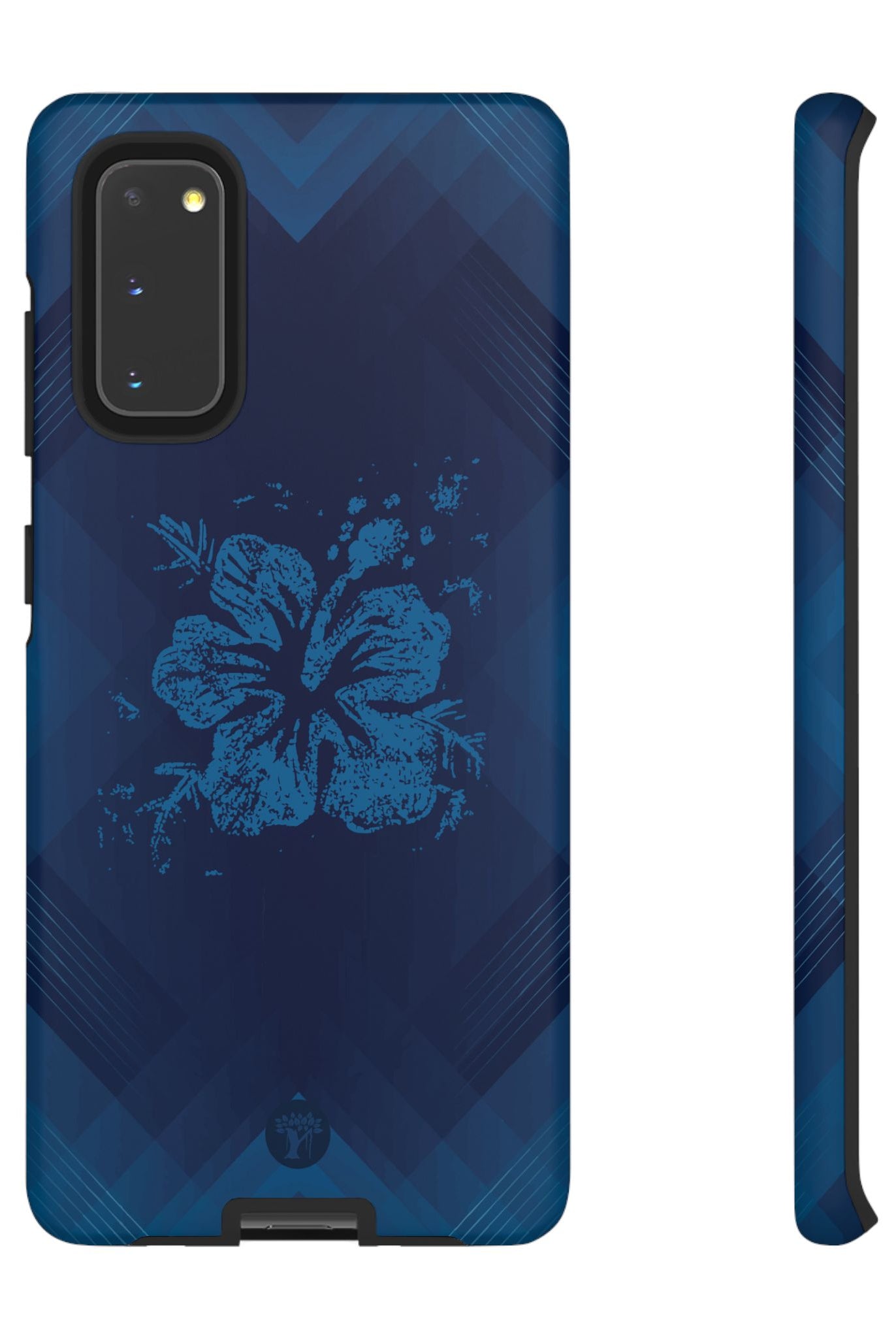 Kikokiko Lehua Tough Samsung Galaxy Case Samsung Galaxy S20 Matte - Hawaiian Navy Blue Geometric Hibiscus Design - The Local Banyan