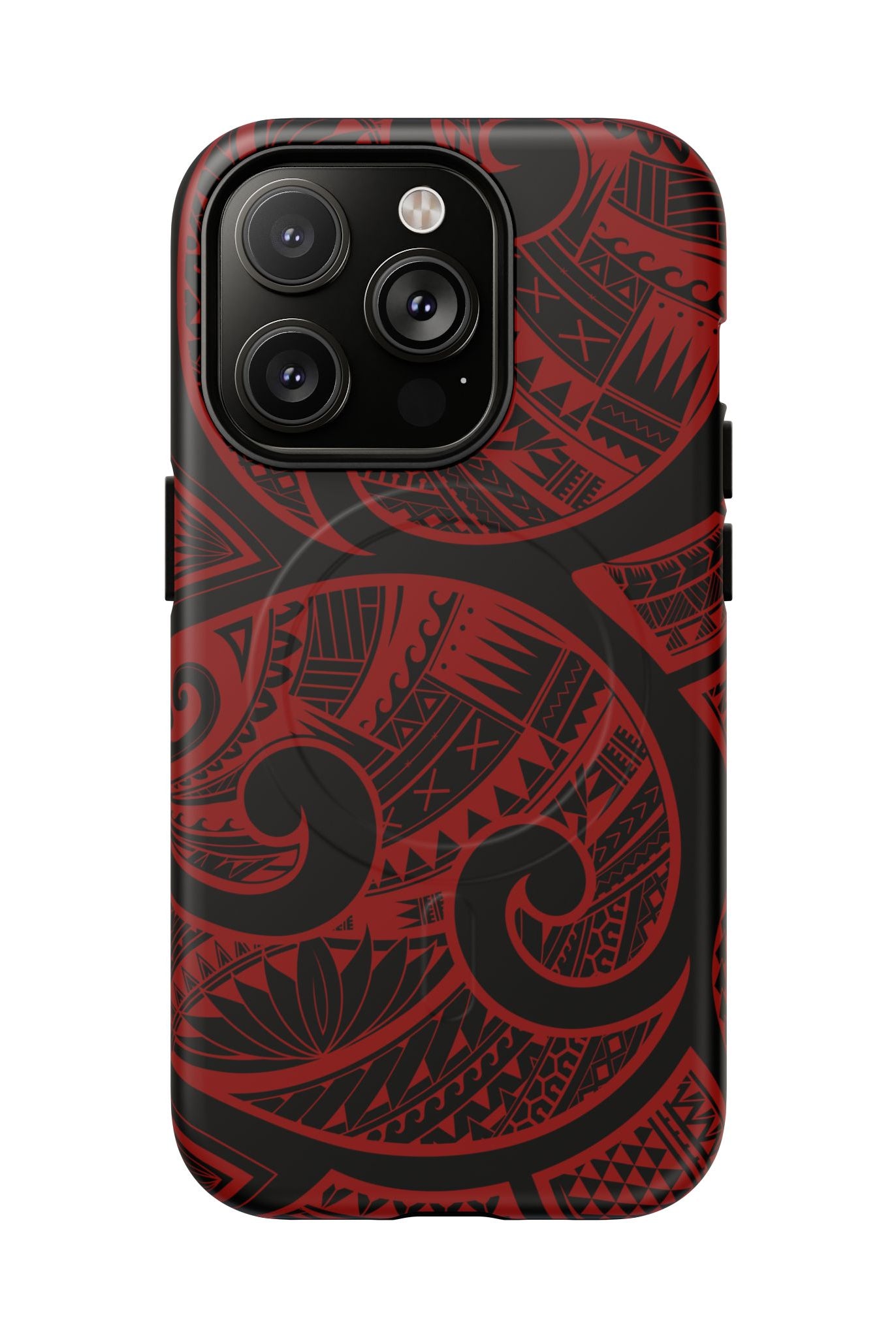 Island Tribal MagSafe iPhone Case iPhone 14 Pro Matte - Hawaiian Crimson Red Polynesian Tribal Design - The Local Banyan