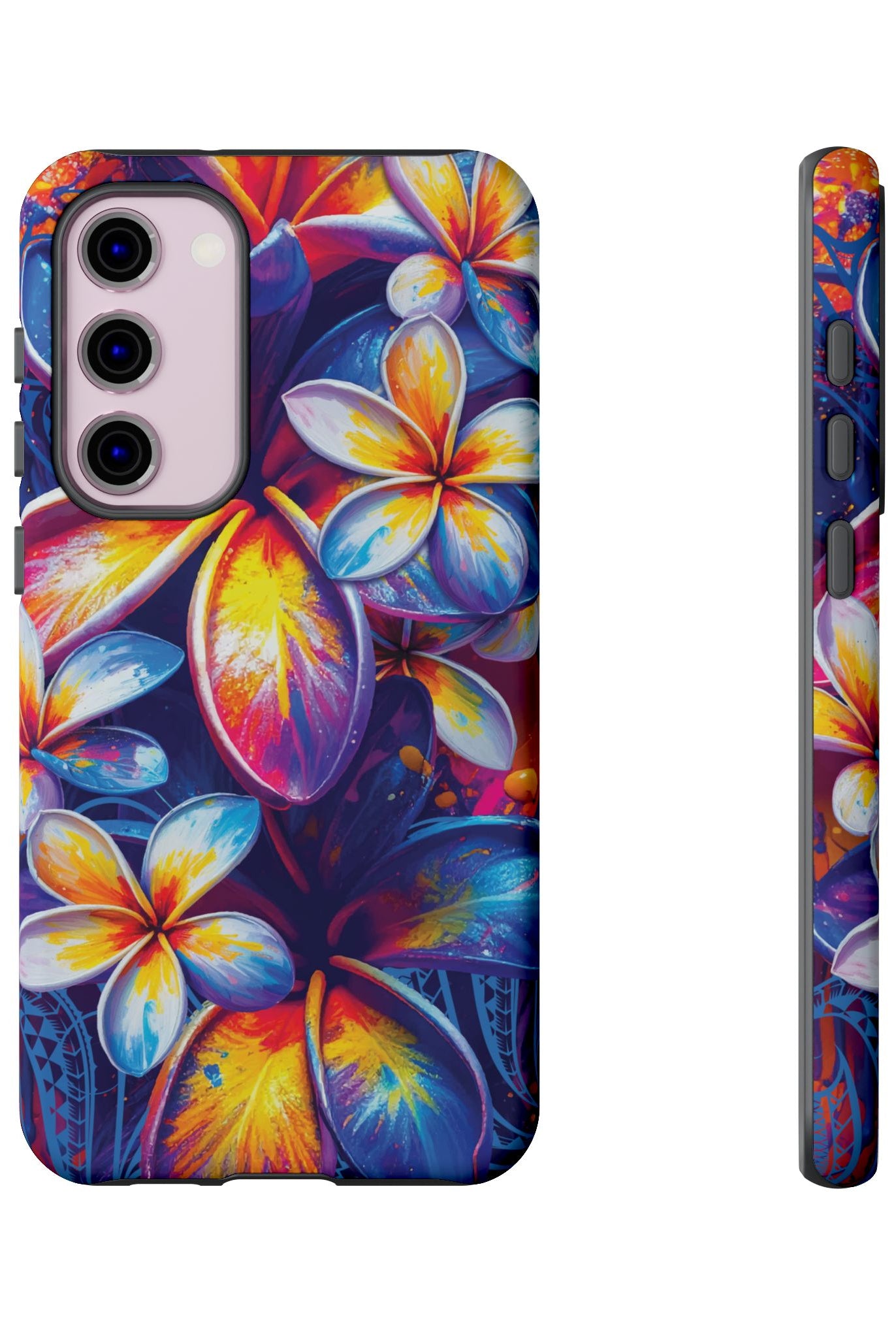 Sunset Ink Tough Samsung Galaxy Case Detail View - Hawaiian Plumeria Street Art Graffiti Tropical Design Close Up - The Local Banyan