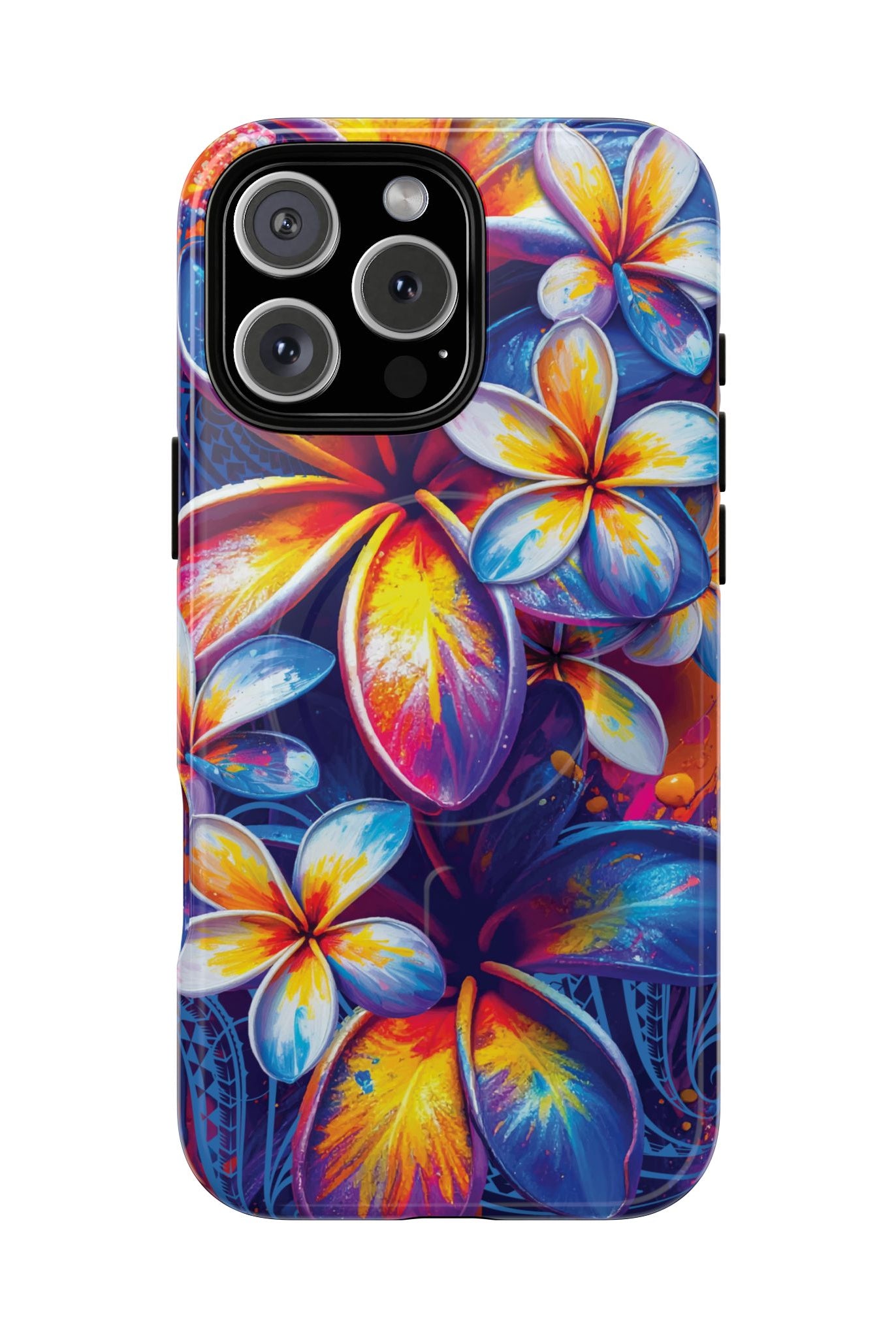Sunset Ink MagSafe iPhone Case iPhone 16 Pro Max Glossy - Hawaiian Plumeria Street Art Graffiti Tropical Design - The Local Banyan