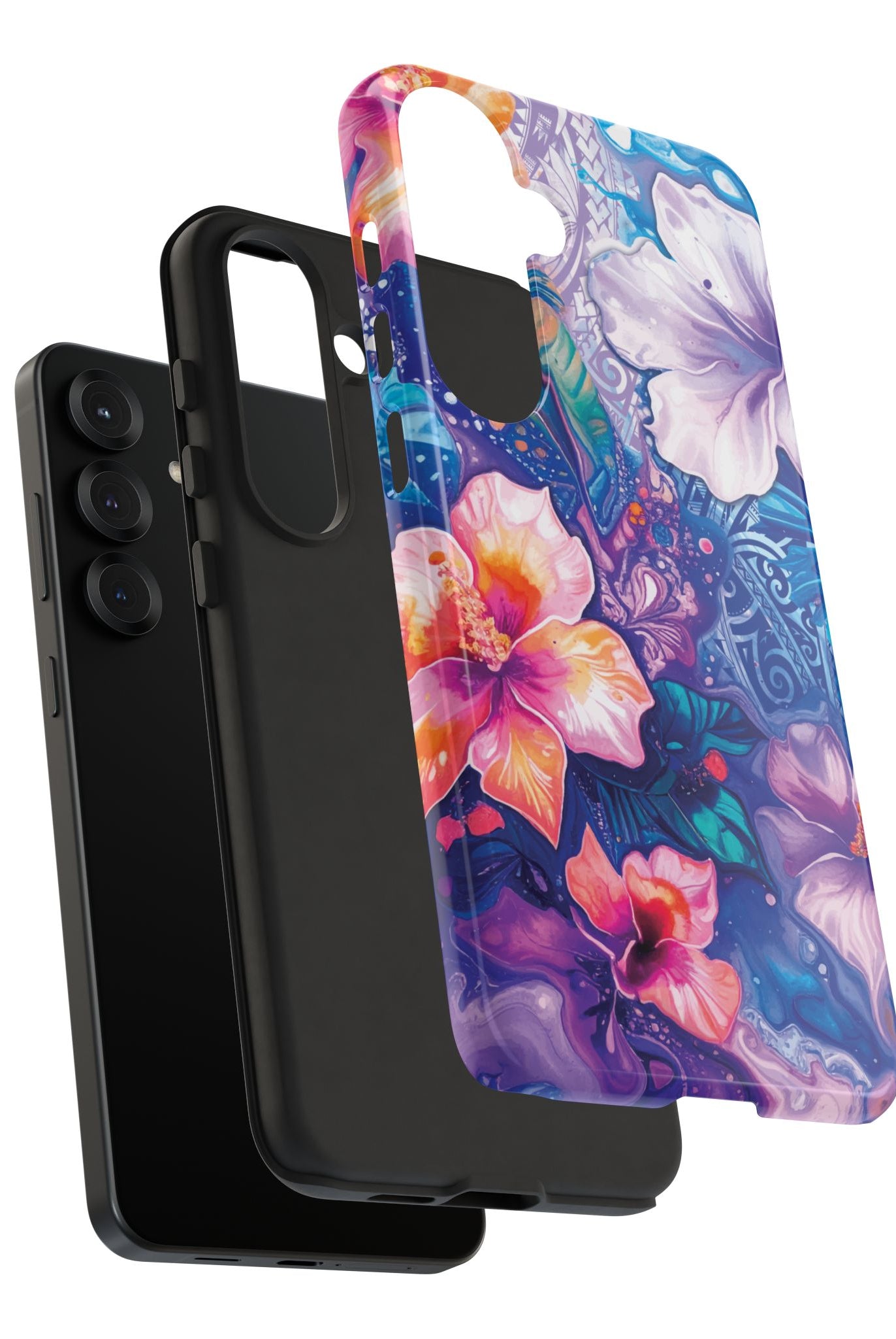 Aloha Wai Tough Samsung Galaxy Case Detail View - Hawaiian Aloha Tropical Floral Design Close Up - The Local Banyan