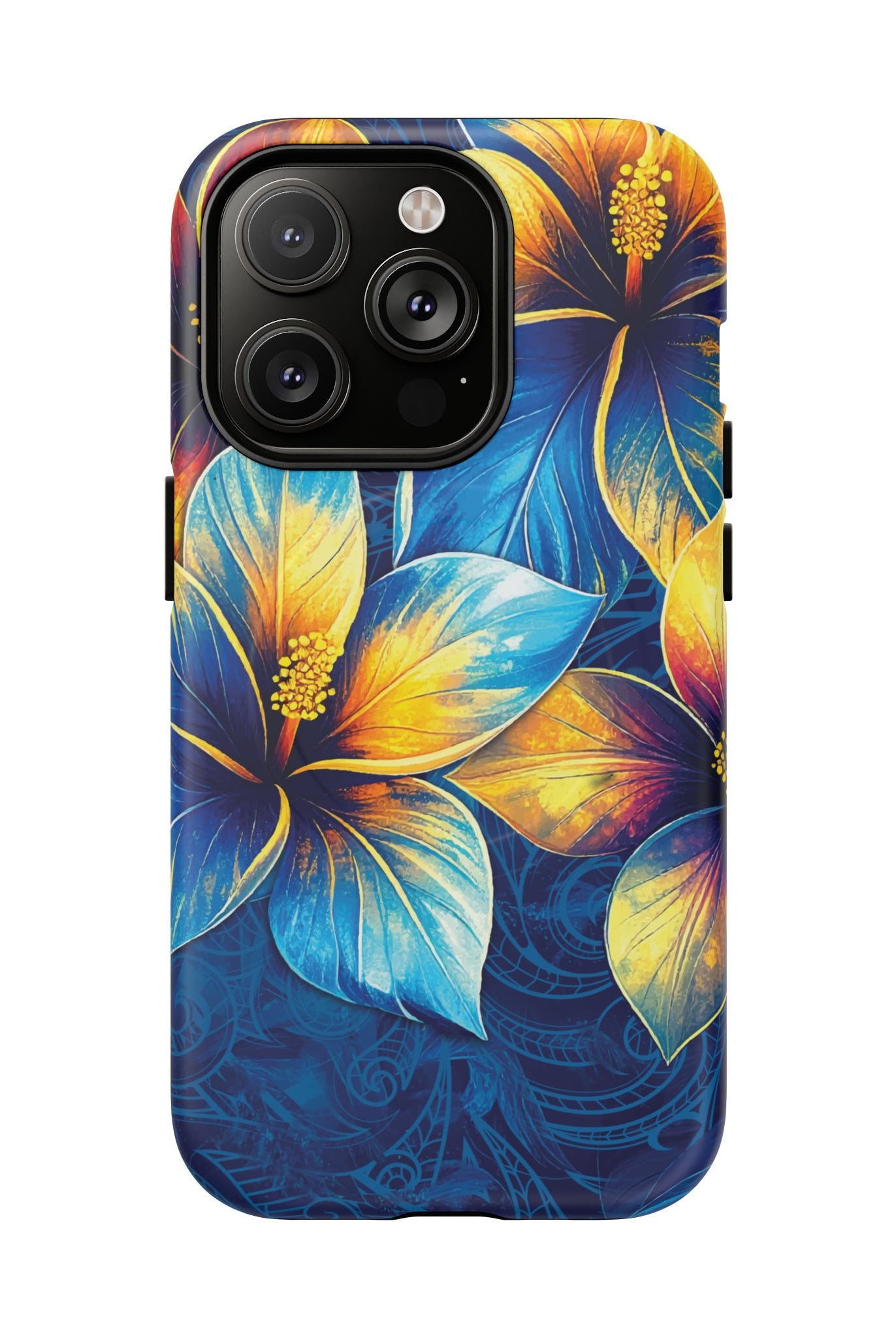 Pua La MagSafe iPhone Case iPhone 14 Pro Matte - Hawaiian Golden Hibiscus Sun Flower Sapphire Design - The Local Banyan