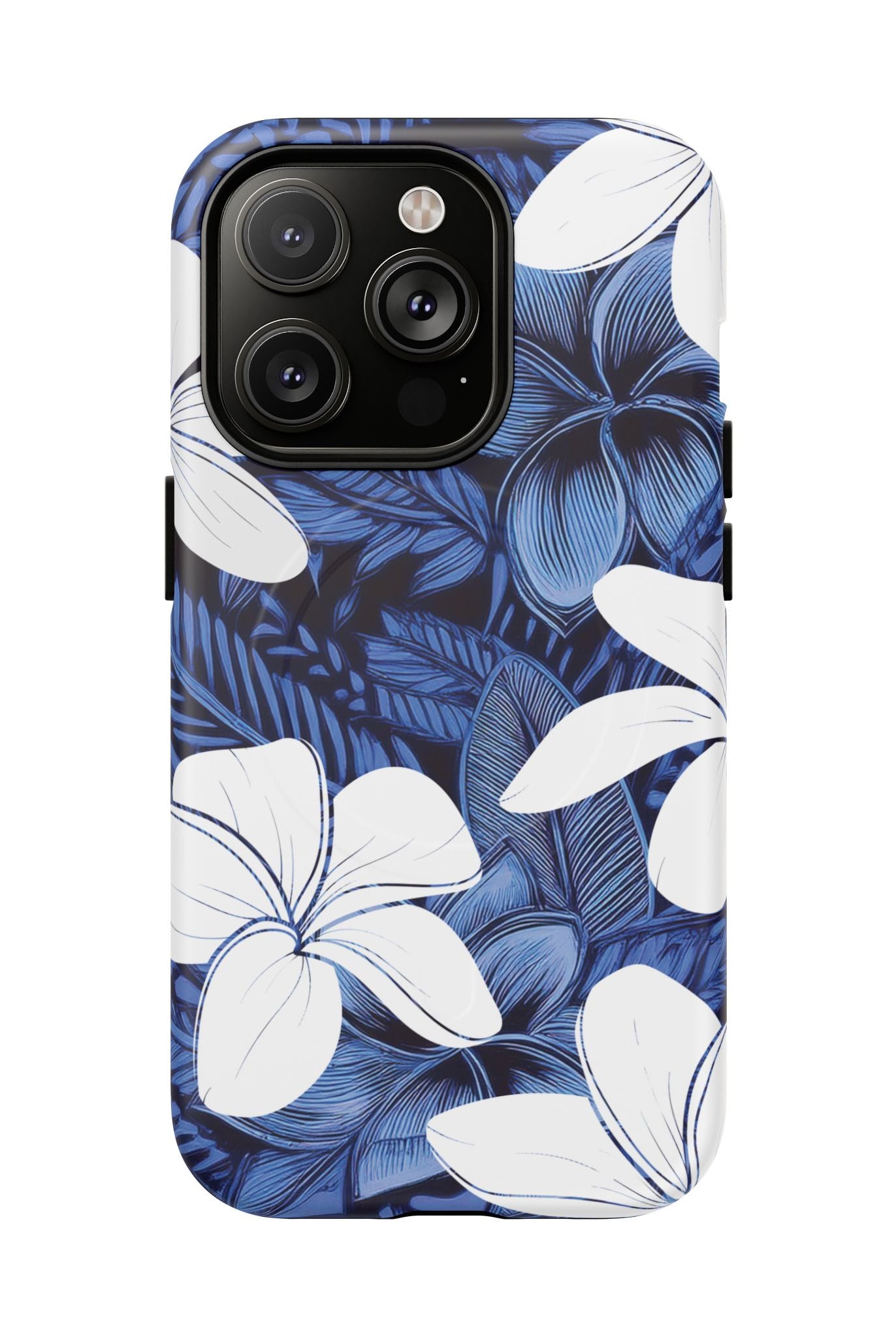 Eternal Blue Plumeria MagSafe iPhone Case iPhone 14 Pro Matte - Hawaiian Blue Plumeria Ocean Floral Design - The Local Banyan