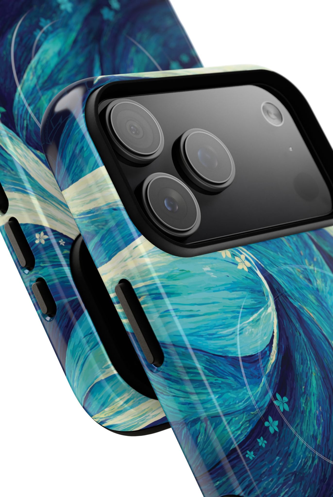 Woman holding Eternal Mana MagSafe iPhone Case - Hawaiian Ocean Wave Polynesian Tribal Design - The Local Banyan