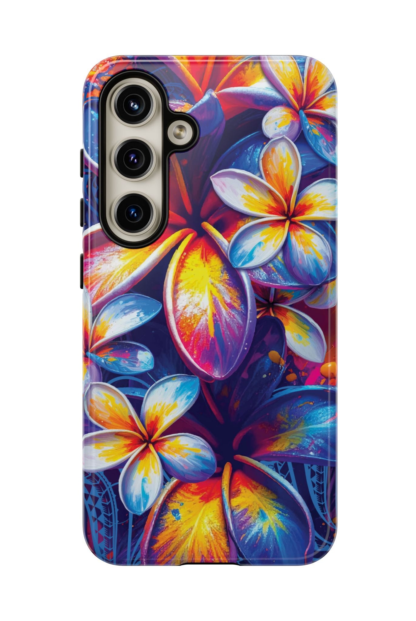 Sunset Ink Tough Samsung Galaxy Case Detail View - Hawaiian Plumeria Street Art Graffiti Tropical Design Close Up - The Local Banyan