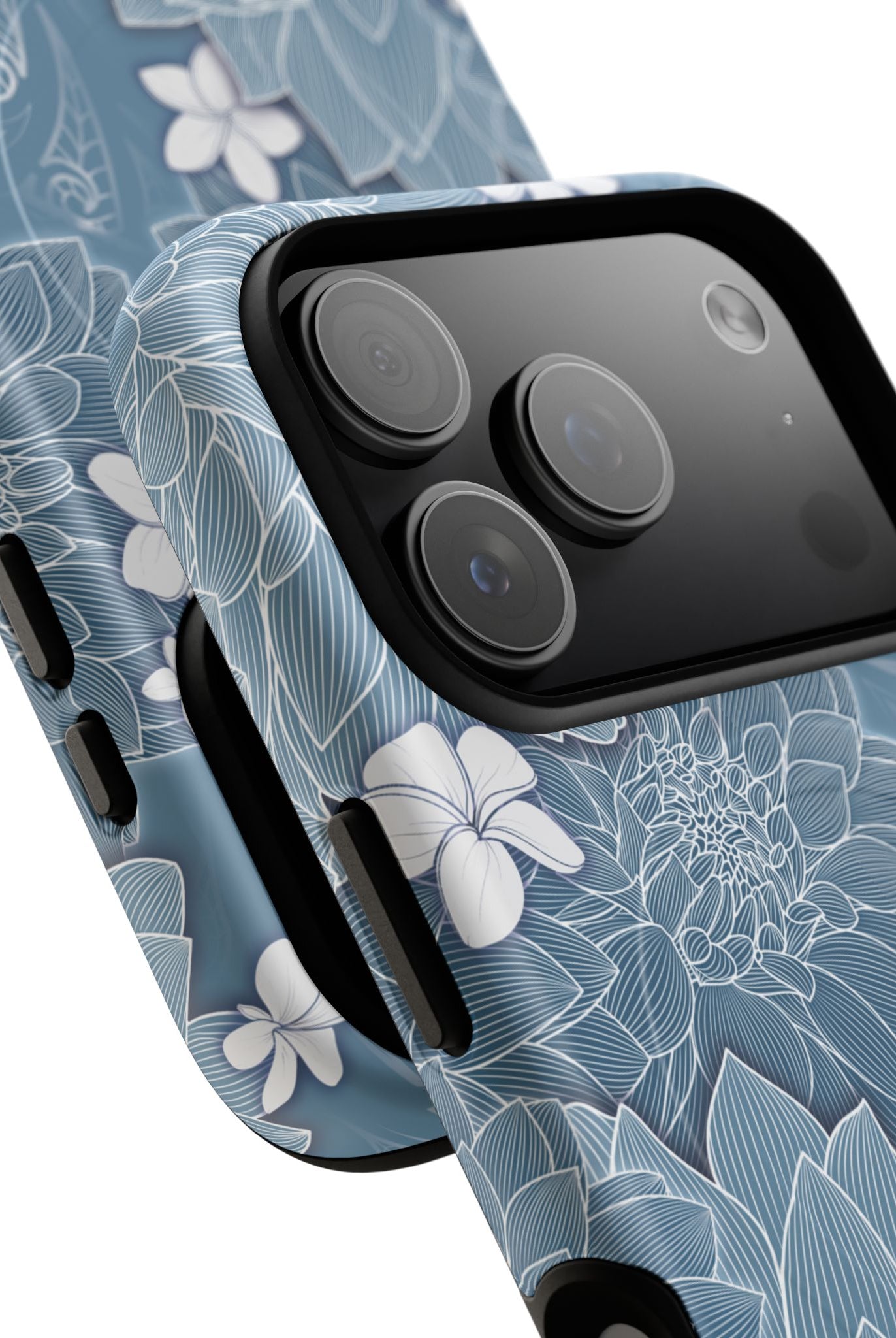 Woman holding Pua La MagSafe iPhone Case - Hawaiian Golden Hibiscus Sun Flower Sapphire Design - The Local Banyan