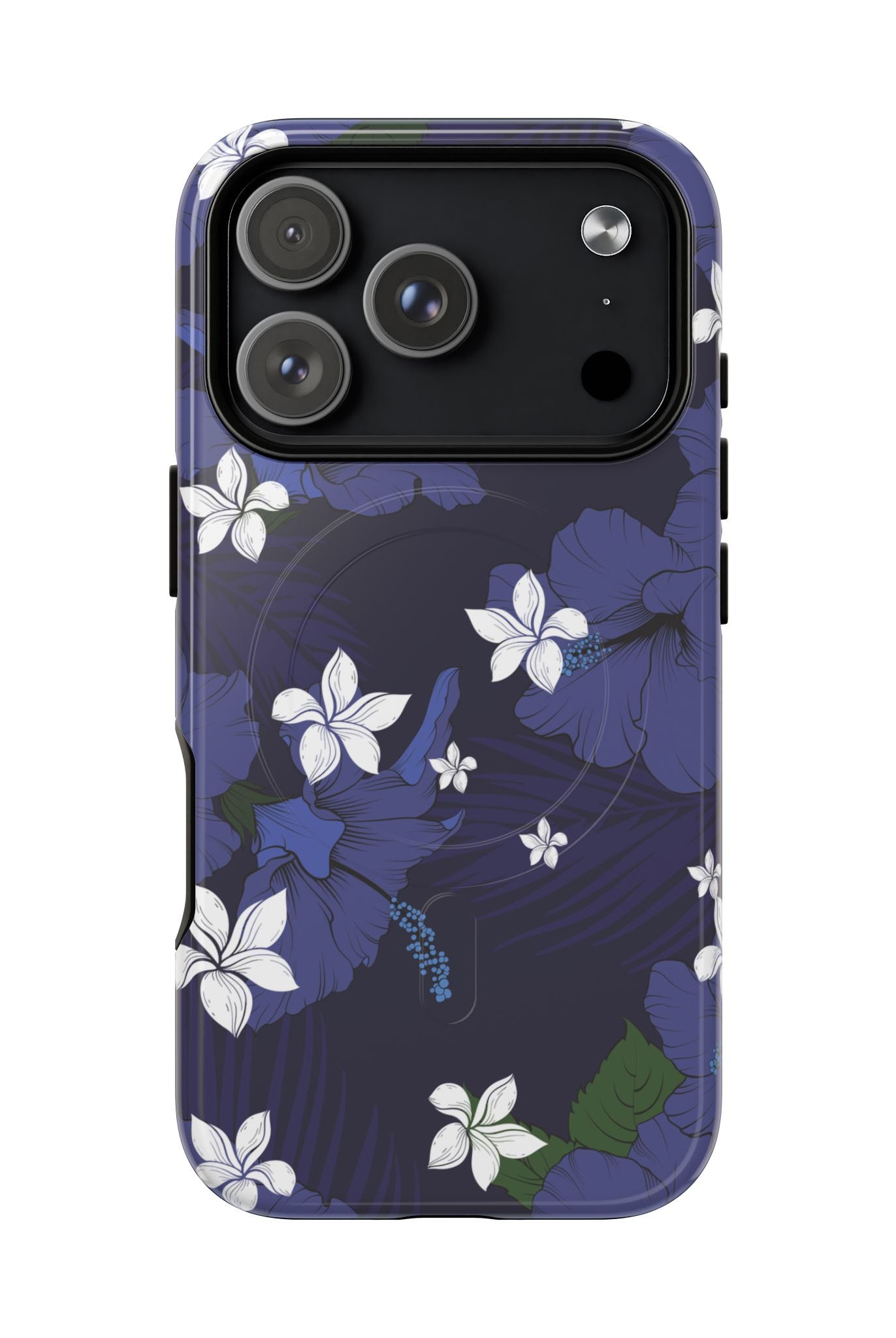 Vintage Blue MagSafe iPhone Case Side View - Dual Layer Drop Protection Hawaiian Phone Case - The Local Banyan